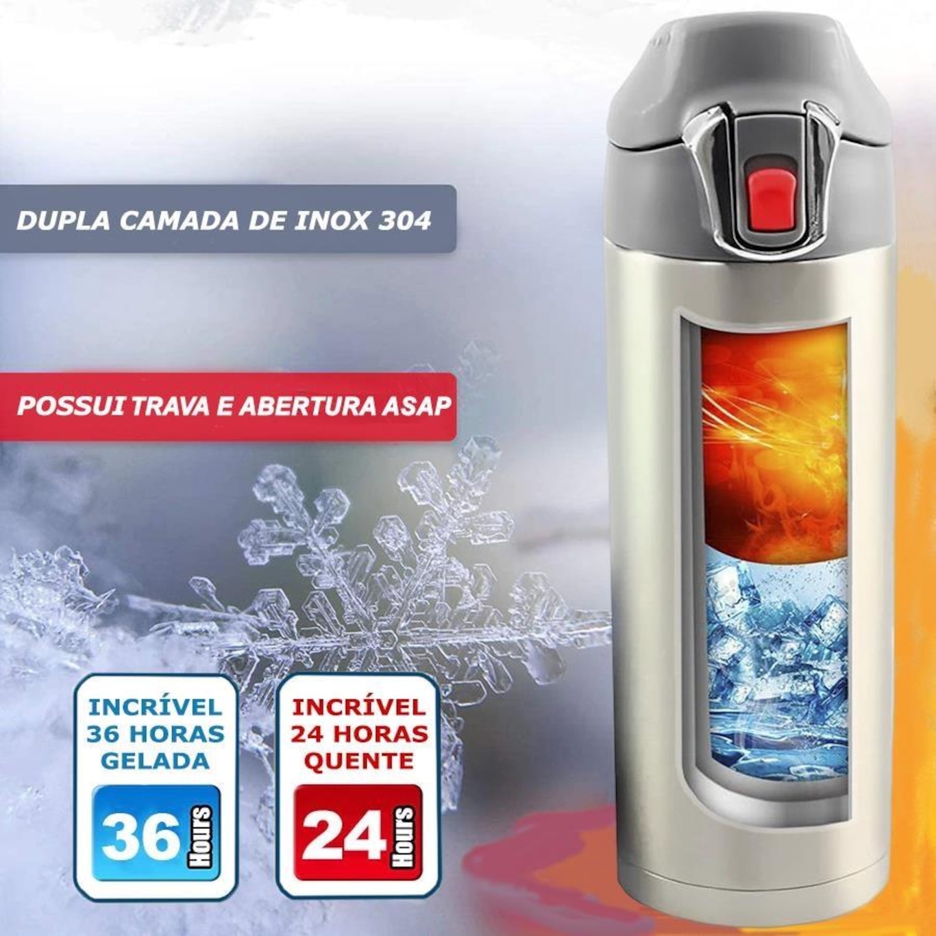 Garrafa EcoEsportiva II Gold Sports Dupla Camada - 500 ml - Foto 3