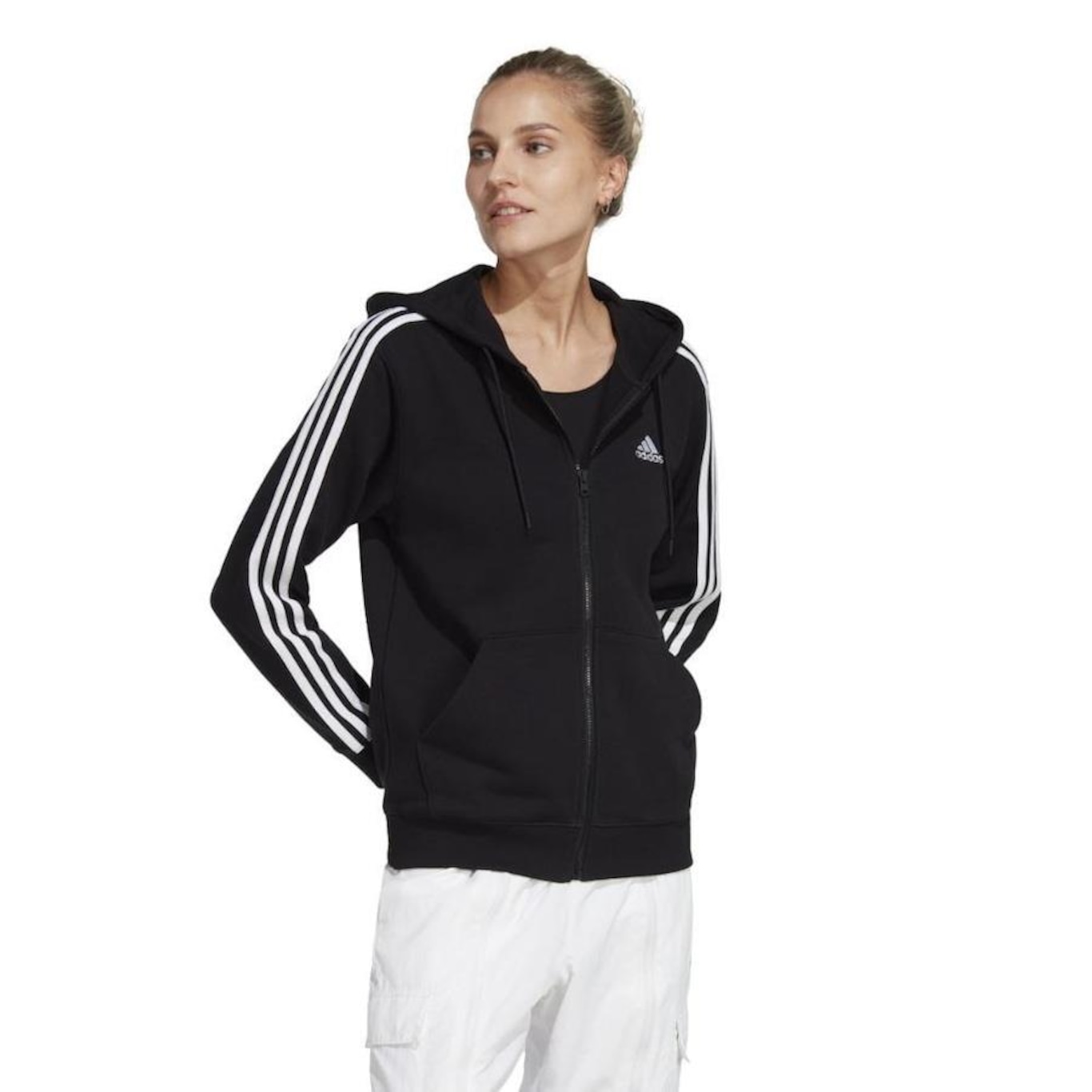 Jaqueta com Capuz adidas Essentials 3-Stripes - Feminina - Foto 2