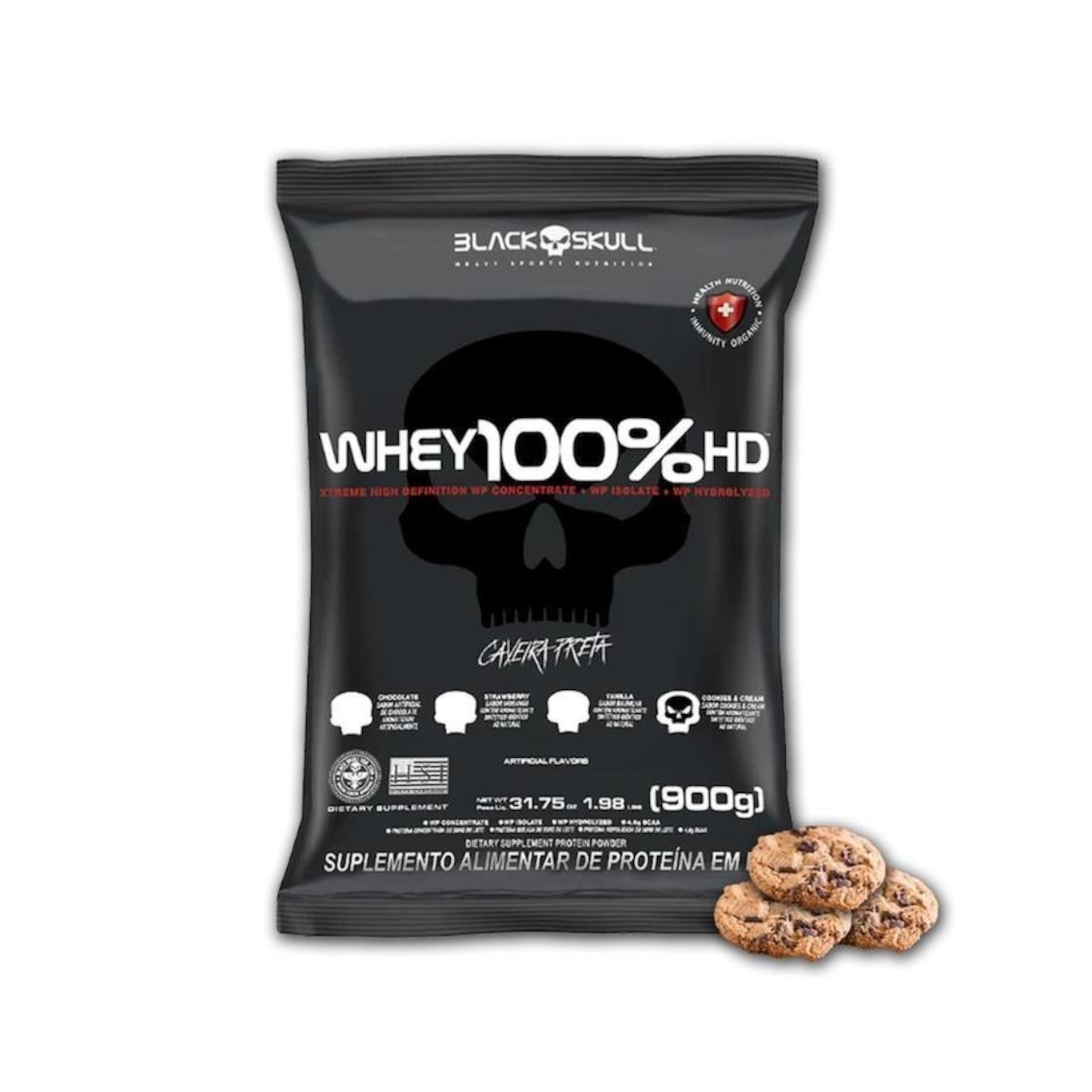 Whey Protein Black Skull Baunilha Whey 100% HD - Refil - 900g - Foto 1