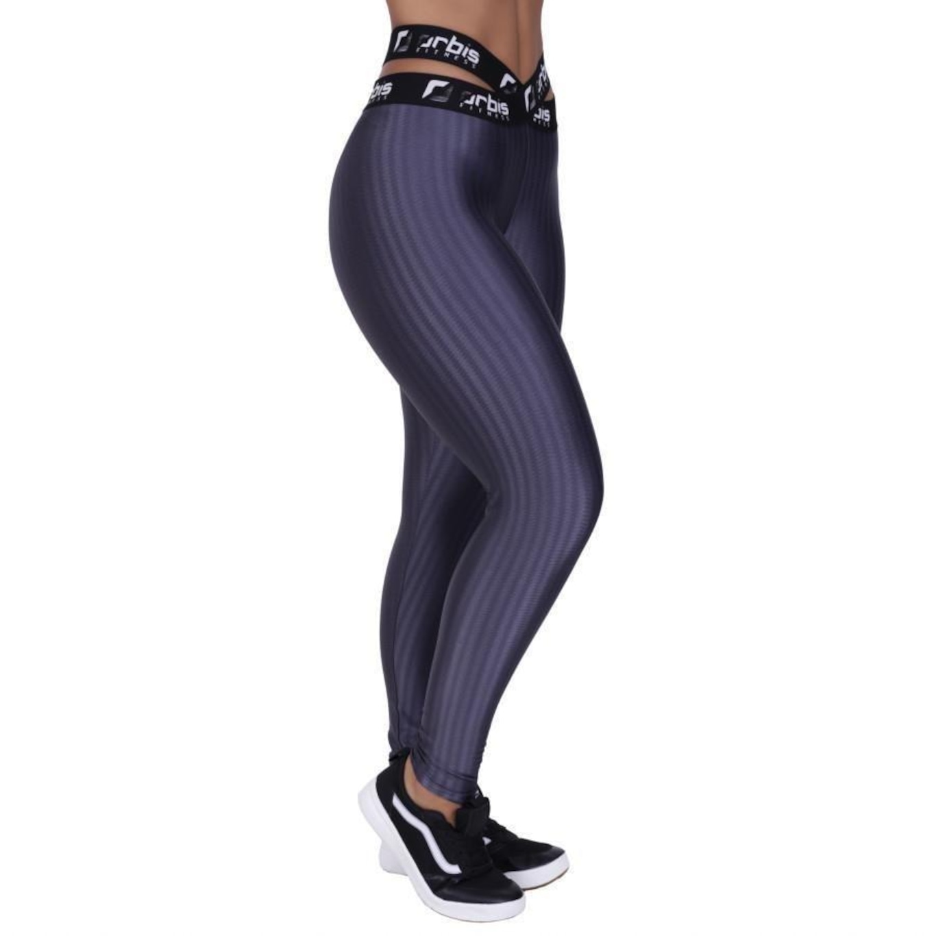 Calça Legging Orbis Fitness Cós Elástico Transpasse Cirrê 3D Alta - Feminina - Foto 2