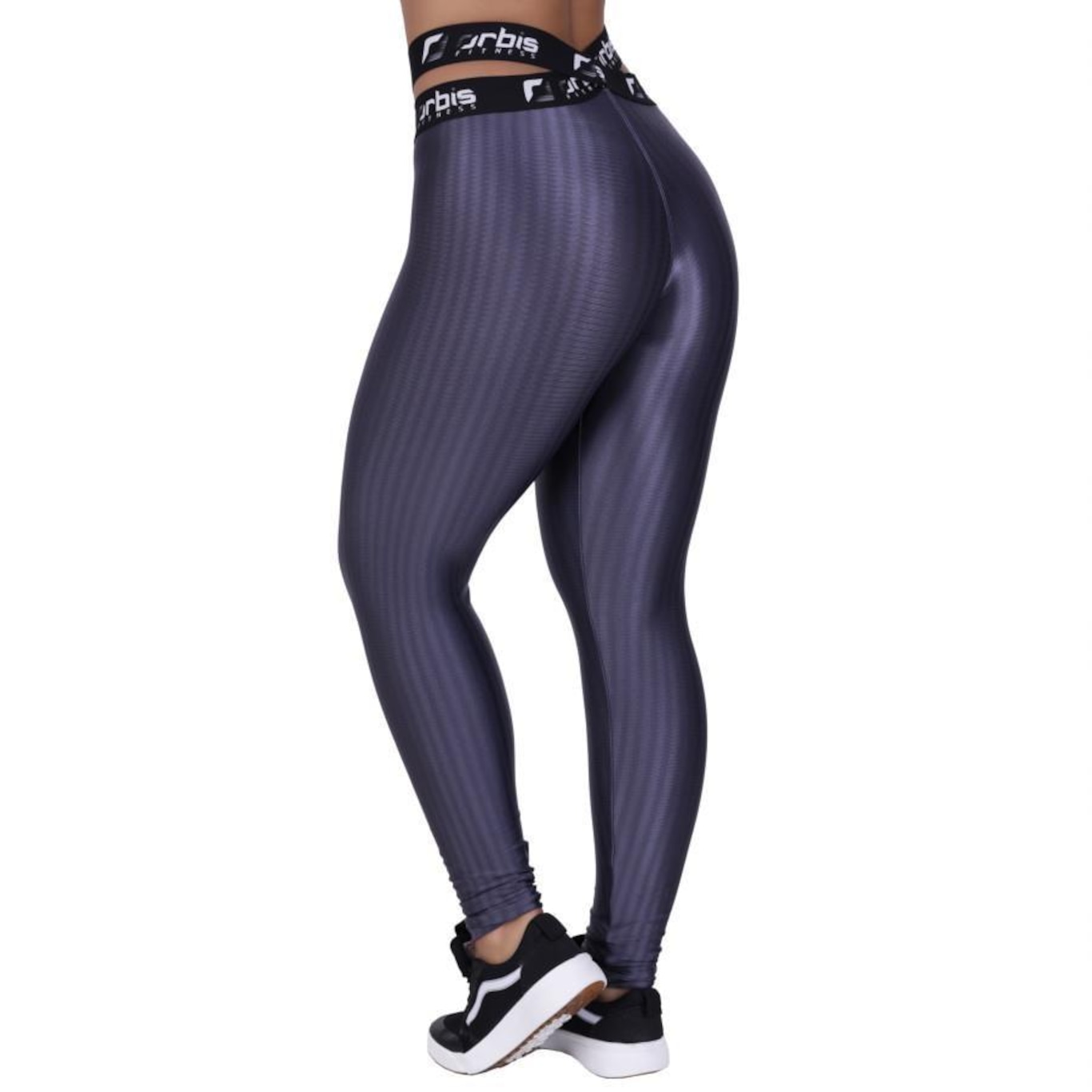 Calça Legging Orbis Fitness Cós Elástico Transpasse Cirrê 3D Alta - Feminina - Foto 3