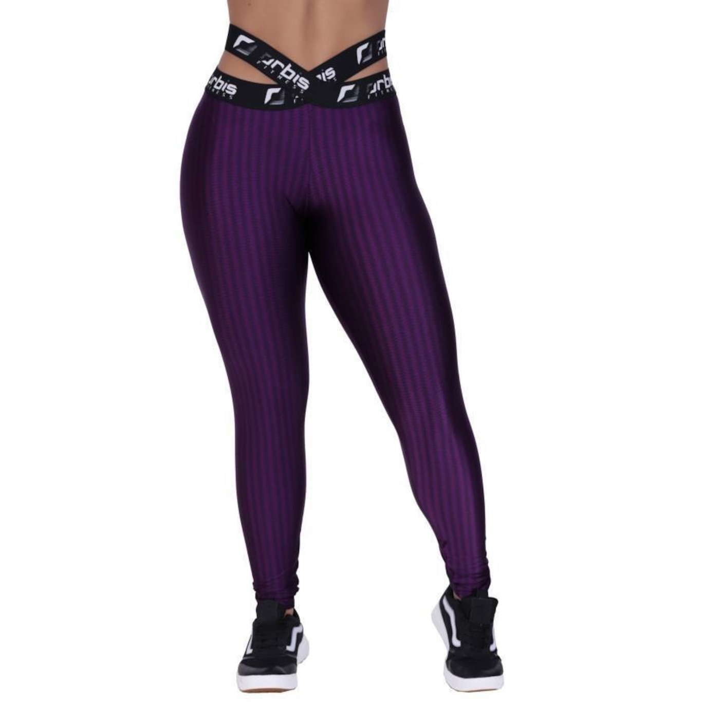 Calça Legging Orbis Fitness Cós Elástico Transpasse Cirrê 3D Alta - Feminina - Foto 2