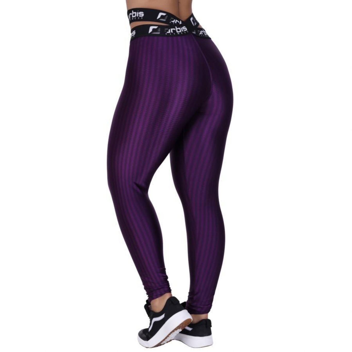 Calça Legging Orbis Fitness Cós Elástico Transpasse Cirrê 3D Alta - Feminina - Foto 3