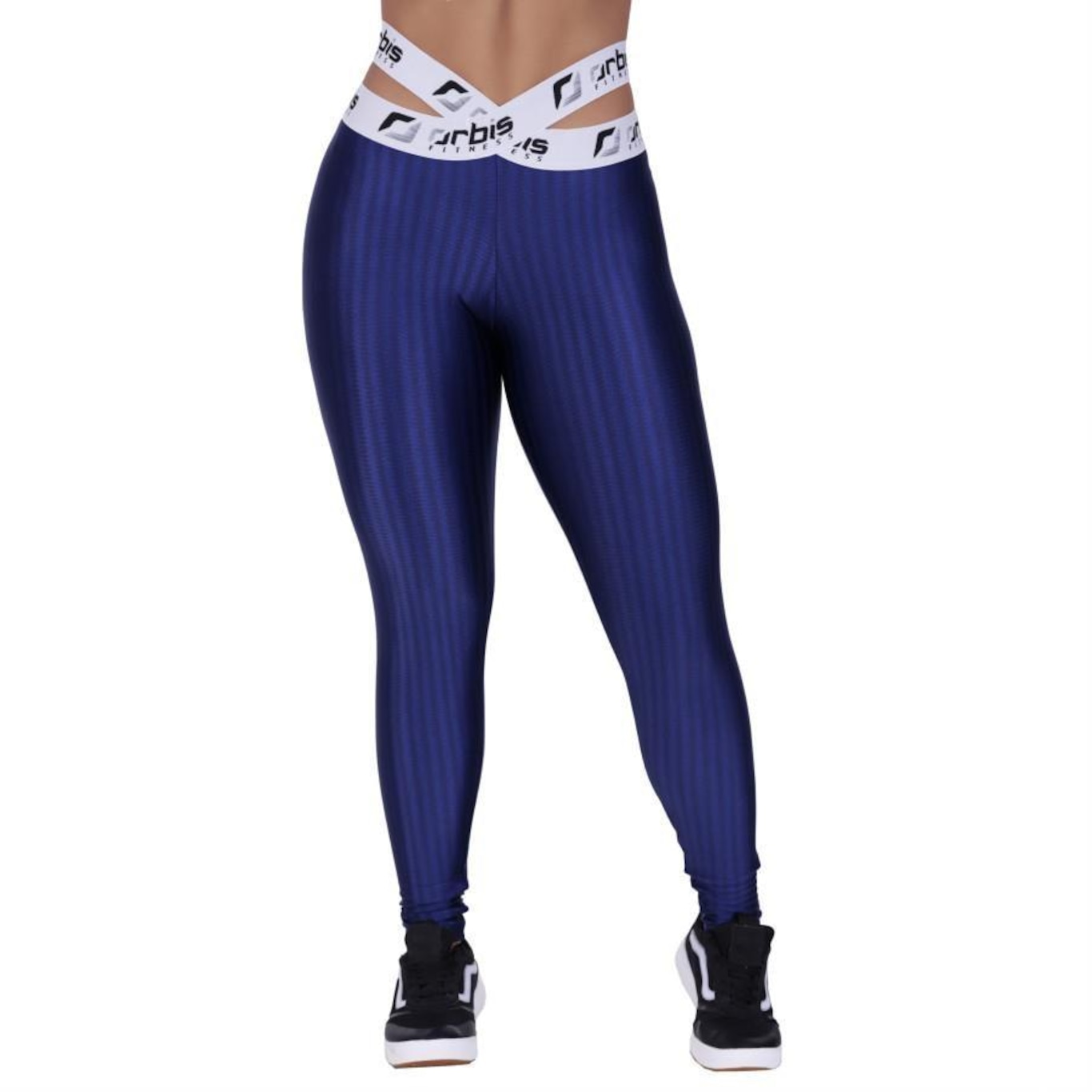 Calça Legging Orbis Fitness Cós Elástico Transpasse Cirrê 3D Alta - Feminina - Foto 1