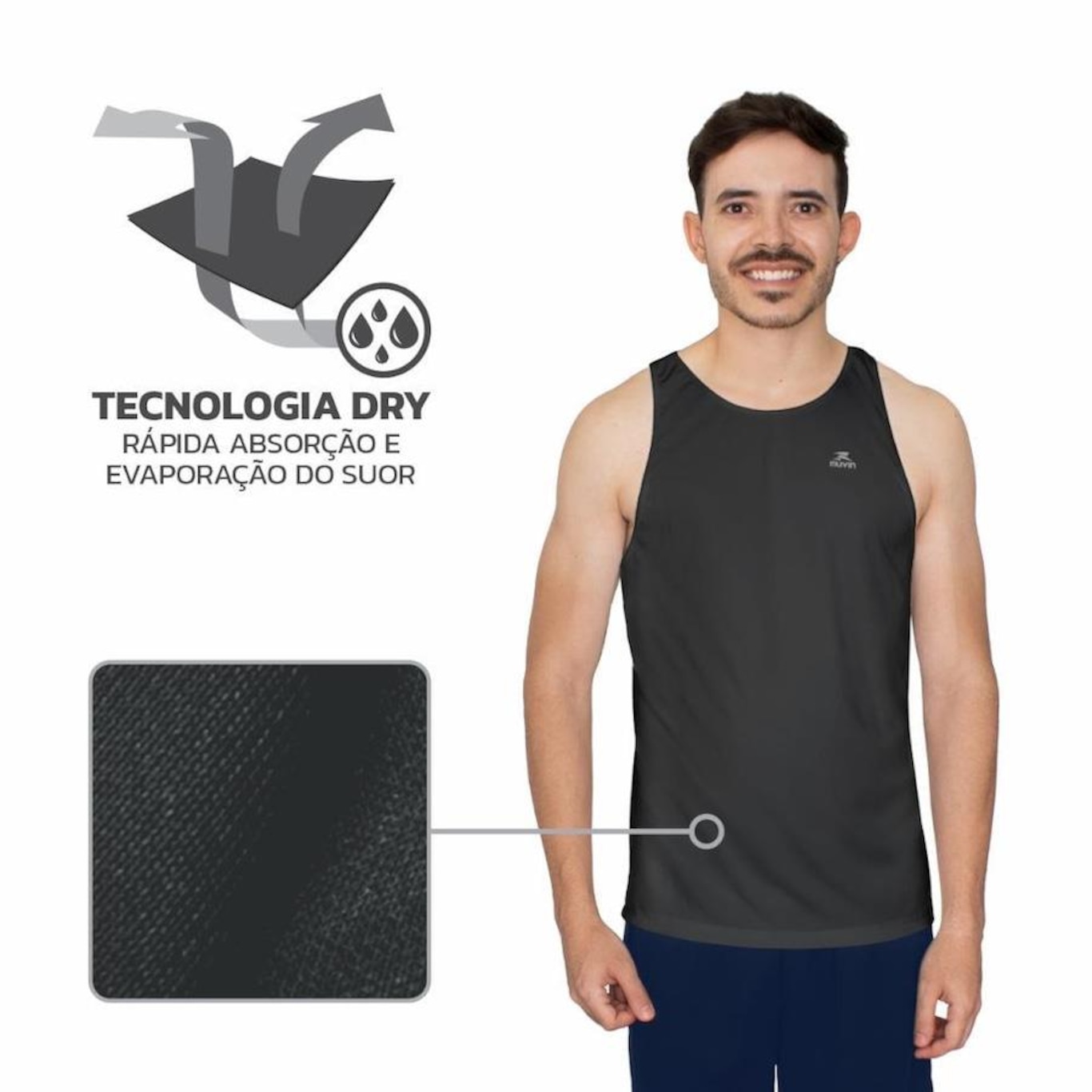 Camiseta Regata Muvin Dry Basic Tk - Masculina - Foto 5