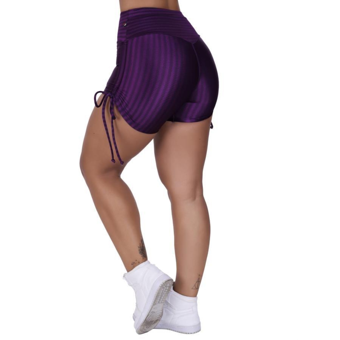 Shorts Orbis Fitness Poliamida Cirrê 3D Amarrar Lateral - Feminino - Foto 4