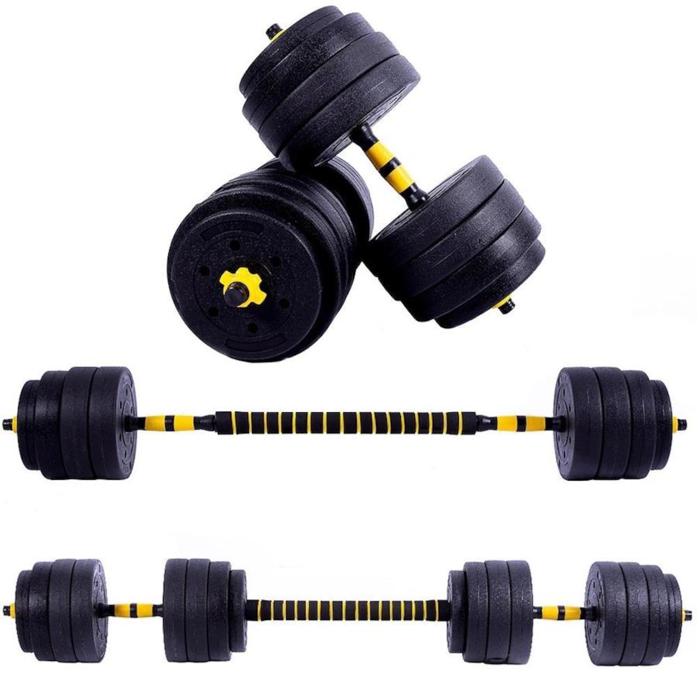 Kit Halteres Yangfit + Anilha + Barra Musculação - 40kg - Foto 4