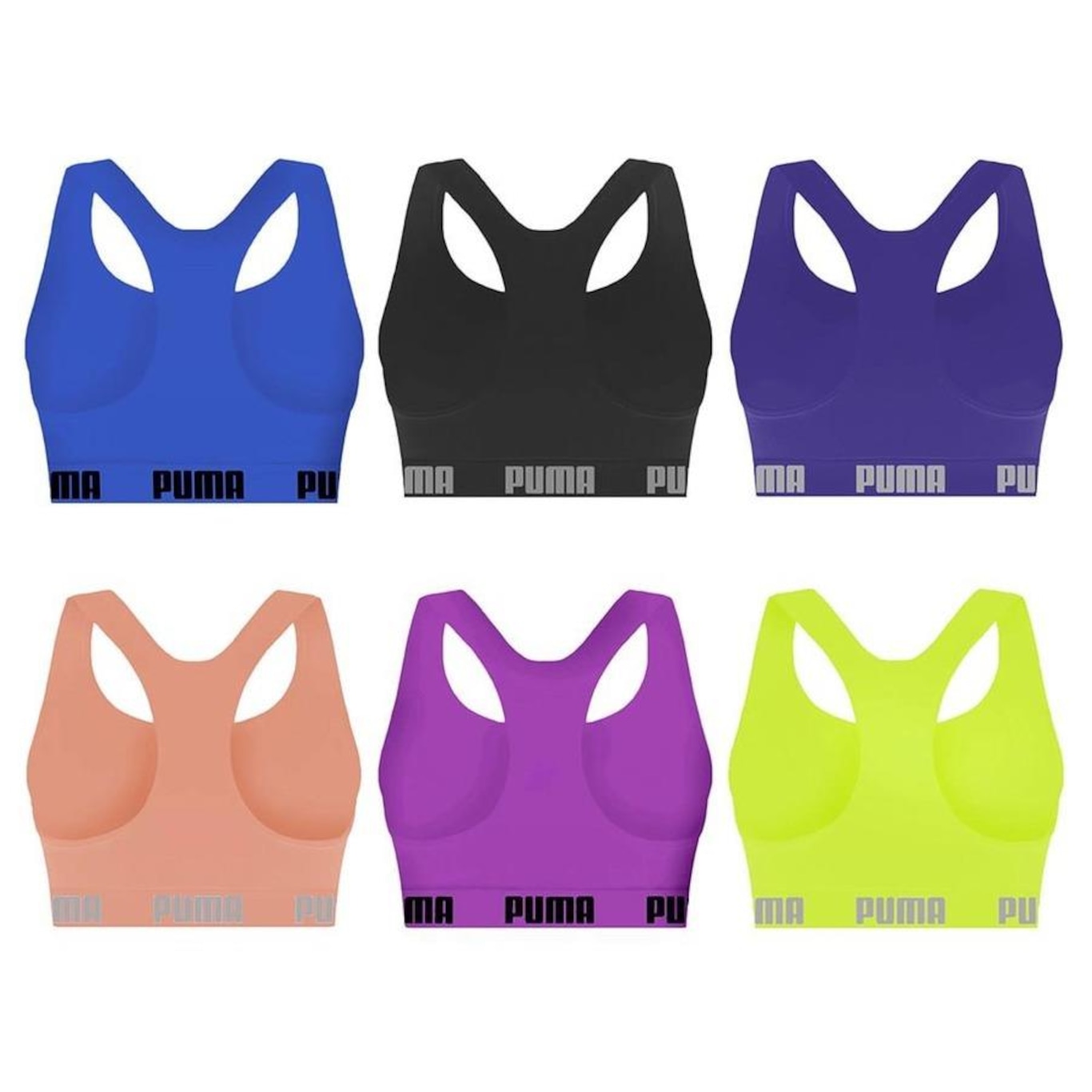 Kit Top Fitness Puma Nadador sem Costura - 6 unidades - Feminino - Foto 2