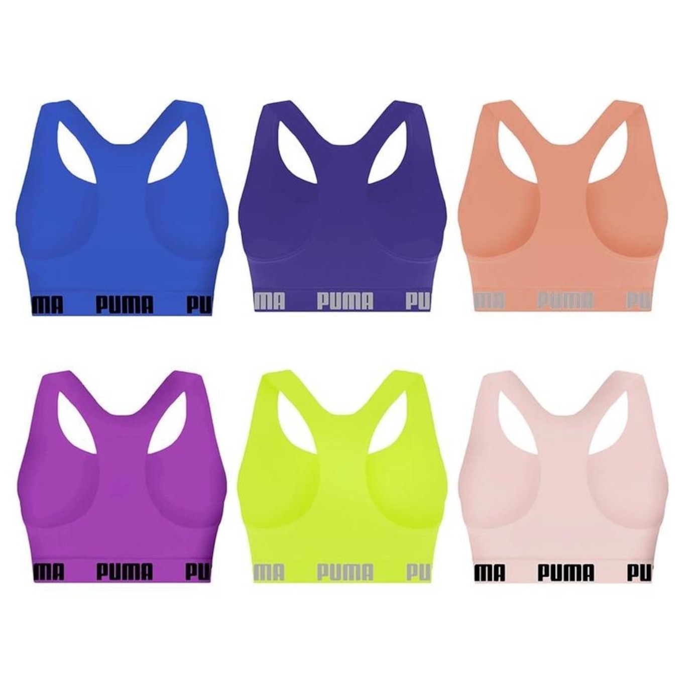 Kit Top Fitness Puma Nadador sem Costura - 6 unidades - Feminino - Foto 2