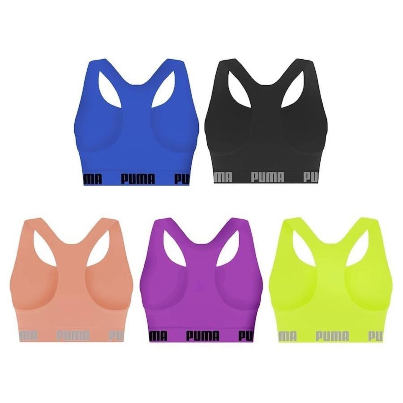 Kit Top Fitness Puma Nadador Sem Costura - Feminino - 5 Unidades - Foto 2