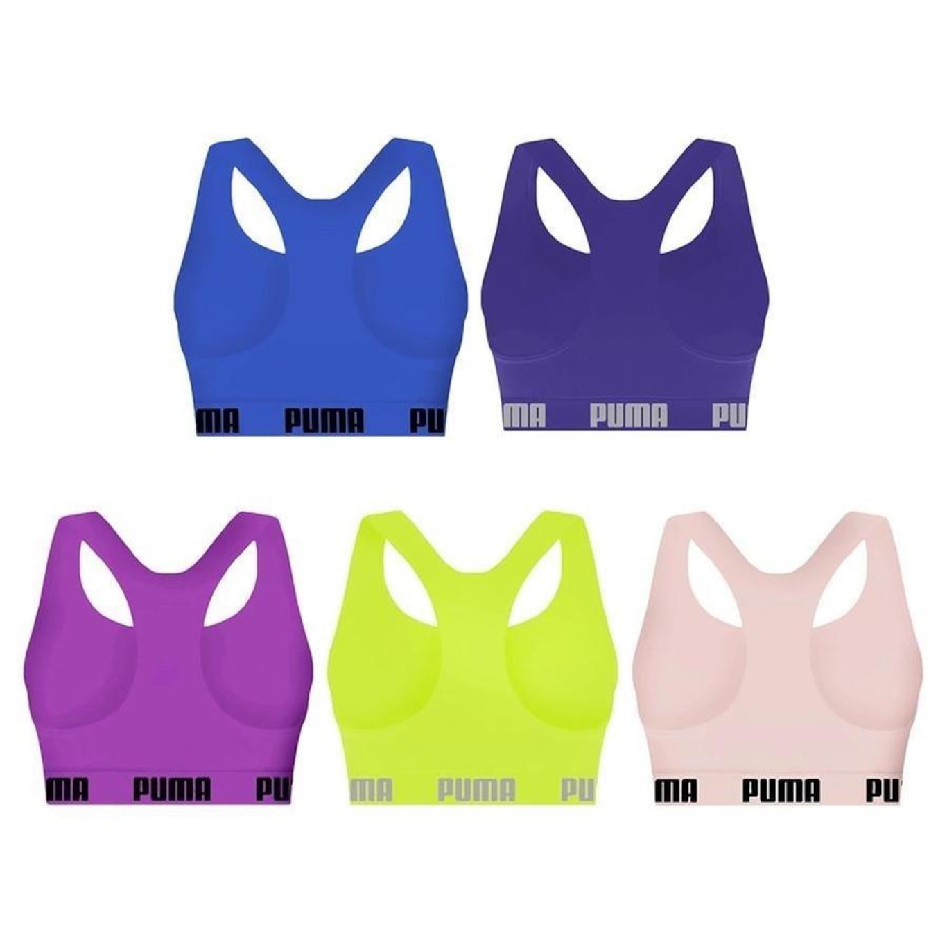 Kit Top Fitness Puma Nadador Sem Costura - Feminino - 5 Unidades - Foto 2