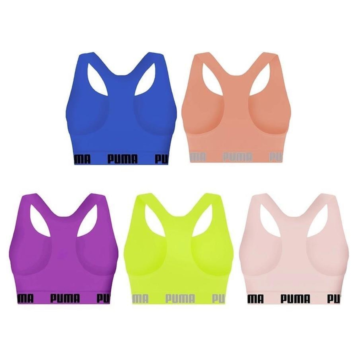 Kit Top Fitness Puma Nadador Sem Costura - Feminino - 5 Unidades - Foto 2