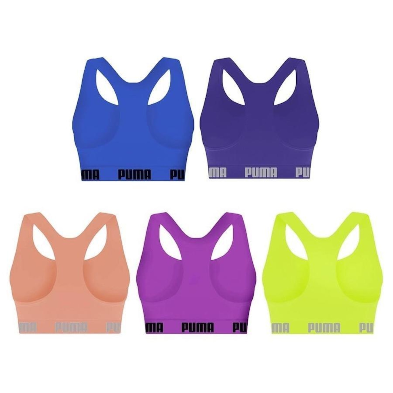 Kit Top Fitness Puma Nadador Sem Costura - Feminino - 5 Unidades - Foto 2