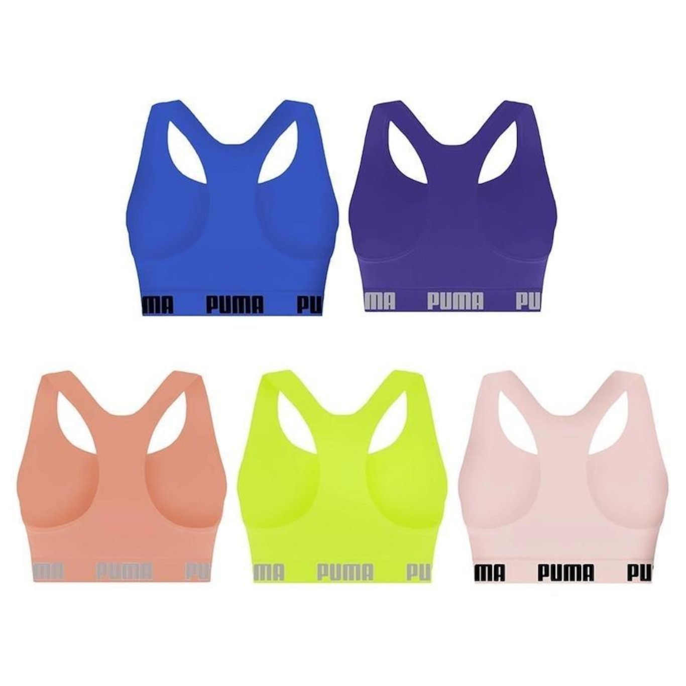 Kit Top Fitness Puma Nadador Sem Costura - Feminino - 5 Unidades - Foto 2