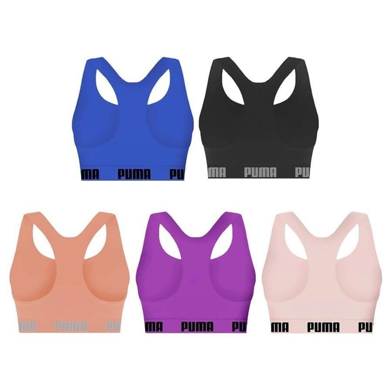 Kit Top Fitness Puma Nadador Sem Costura - Feminino - 5 Unidades - Foto 2