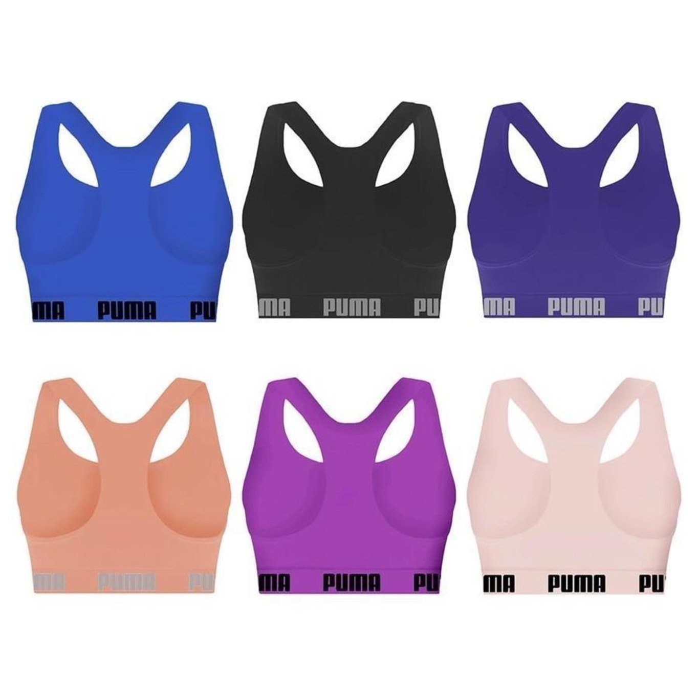 Kit Top Fitness Puma Nadador sem Costura - 6 unidades - Feminino - Foto 2