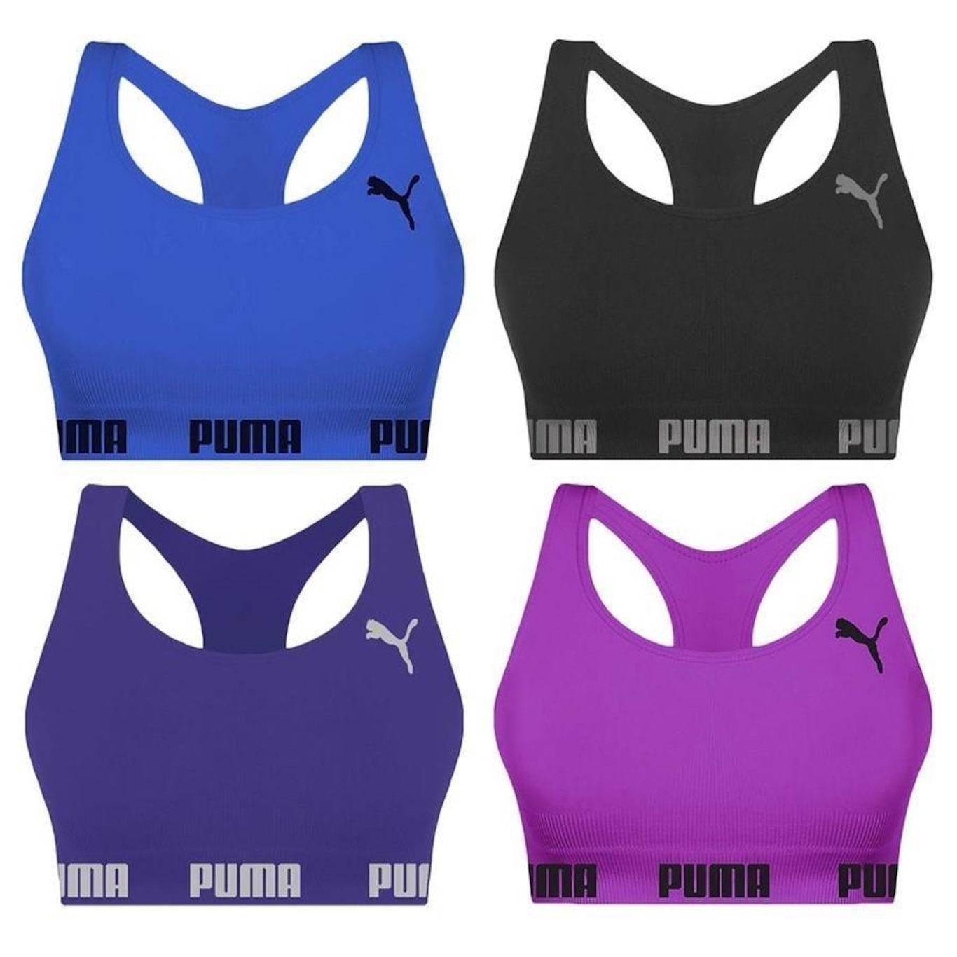 Kit Top Fitness Puma Nadador sem Costura - Feminino - 4 unidades - Foto 1