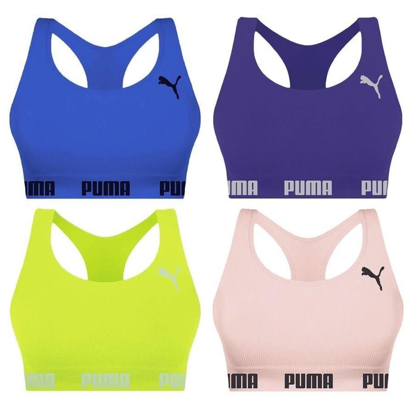 Kit Top Fitness Puma Nadador sem Costura - Feminino - 4 unidades - Foto 1