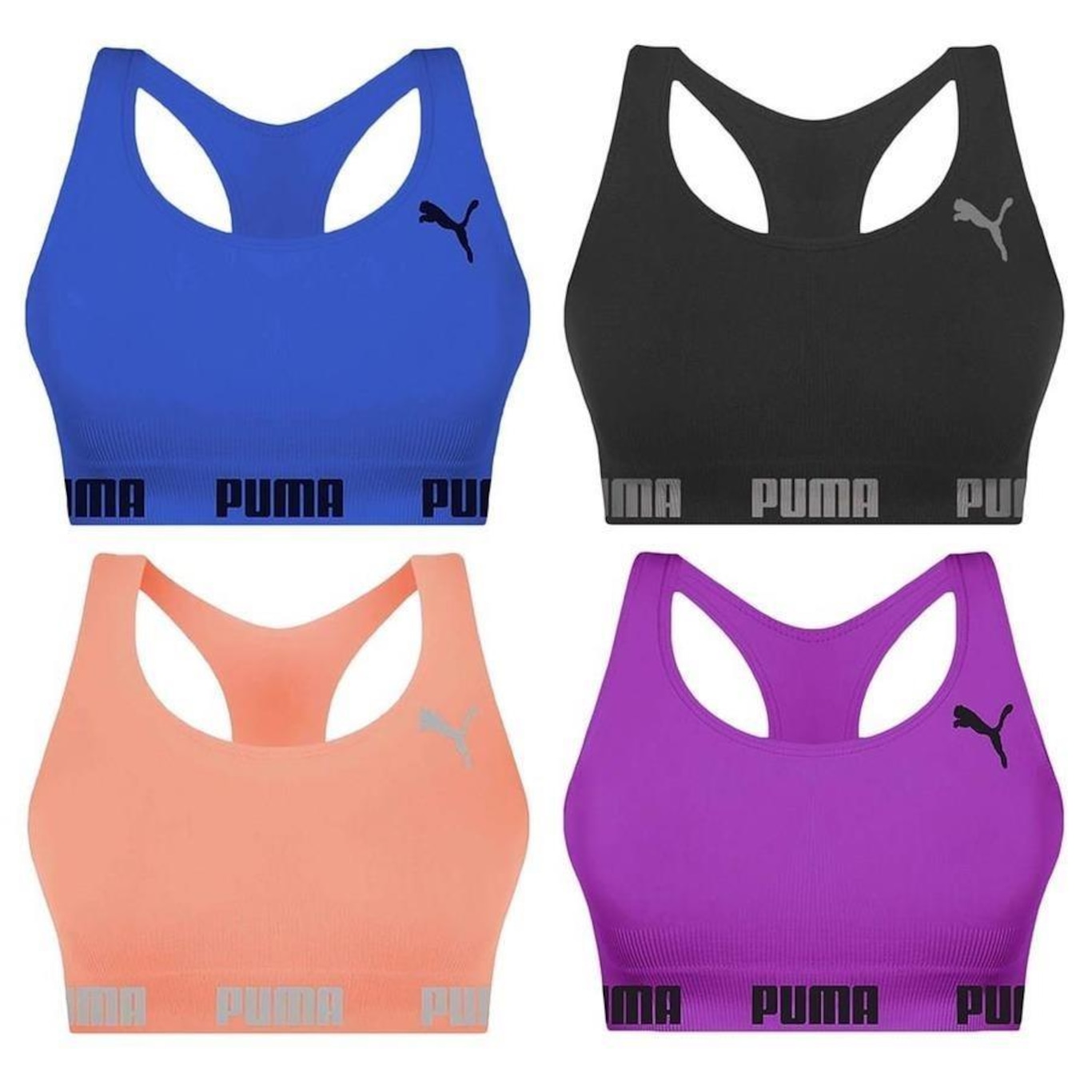 Kit Top Fitness Puma Nadador sem Costura - Feminino - 4 unidades - Foto 1