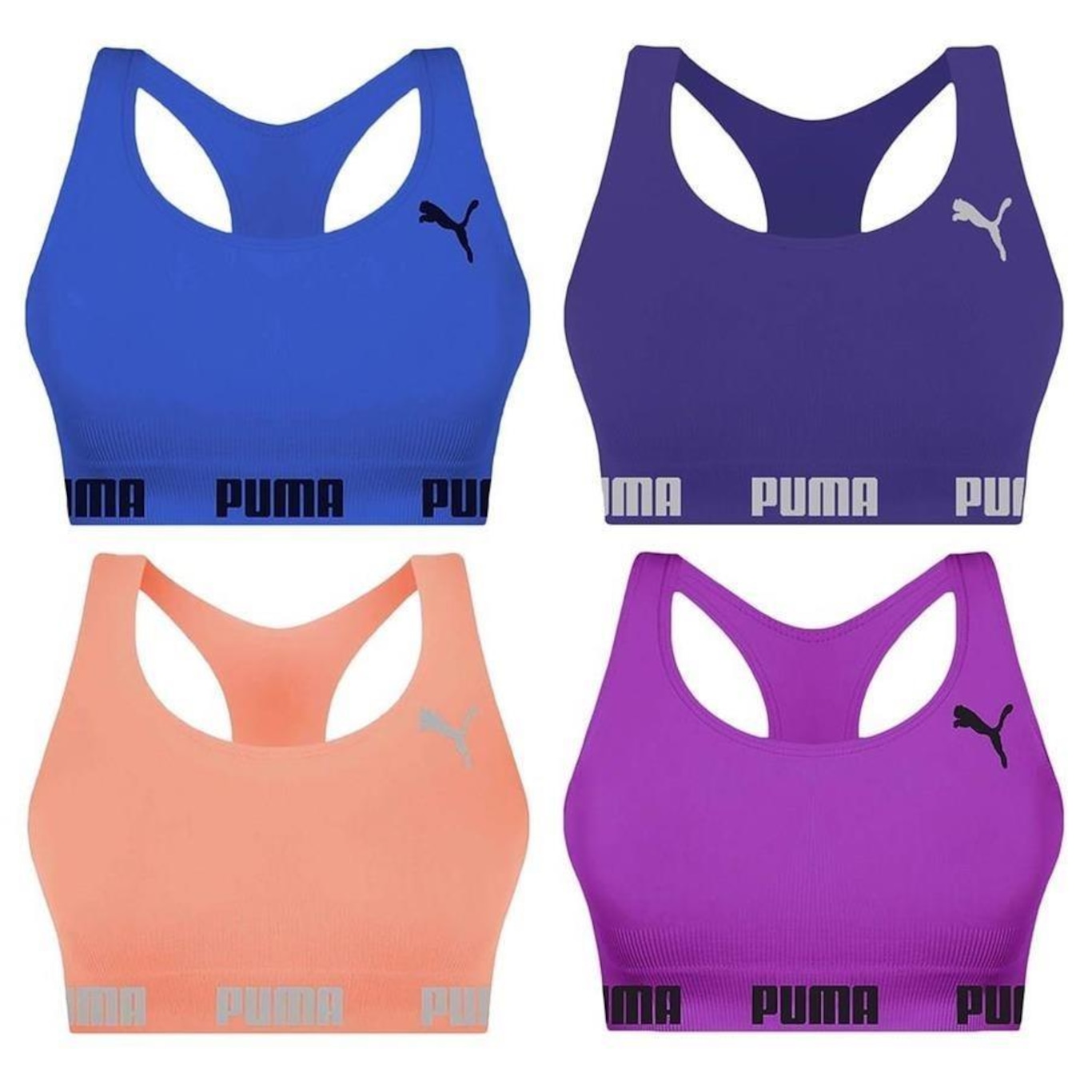 Kit Top Fitness Puma Nadador sem Costura - Feminino - 4 unidades - Foto 1