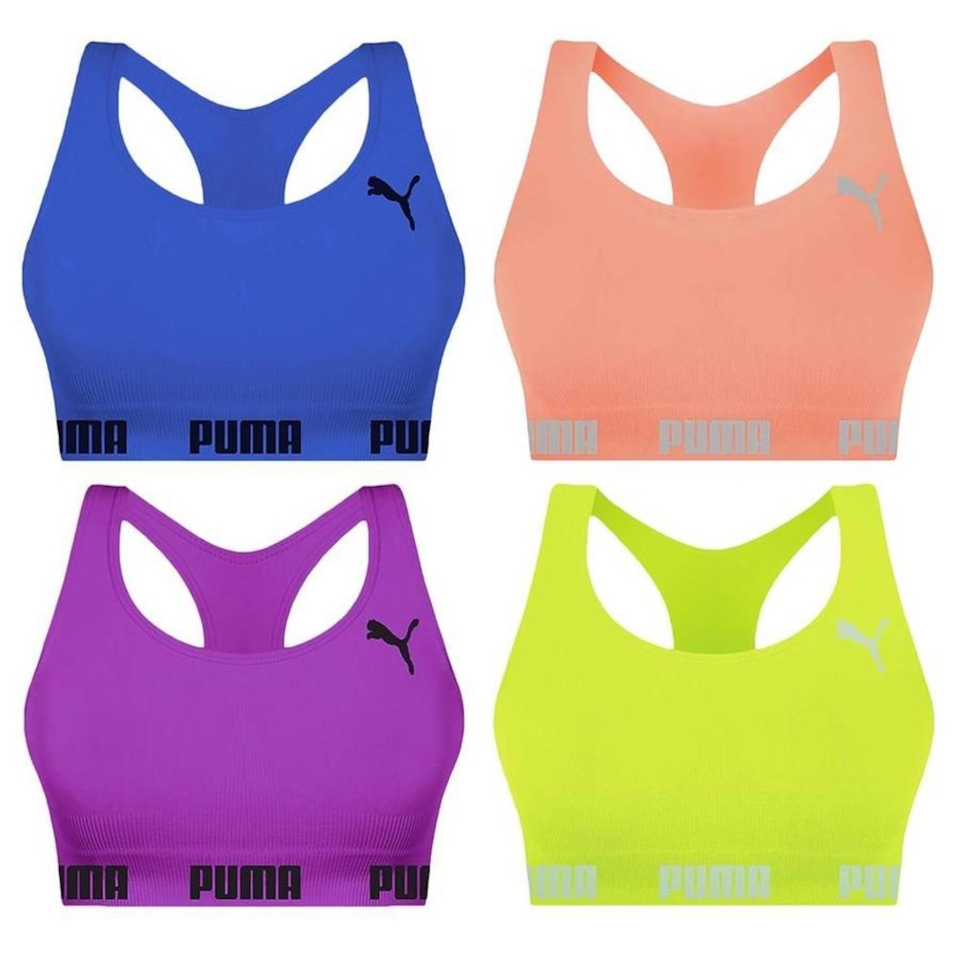 Kit Top Fitness Puma Nadador sem Costura - Feminino - 4 unidades - Foto 1