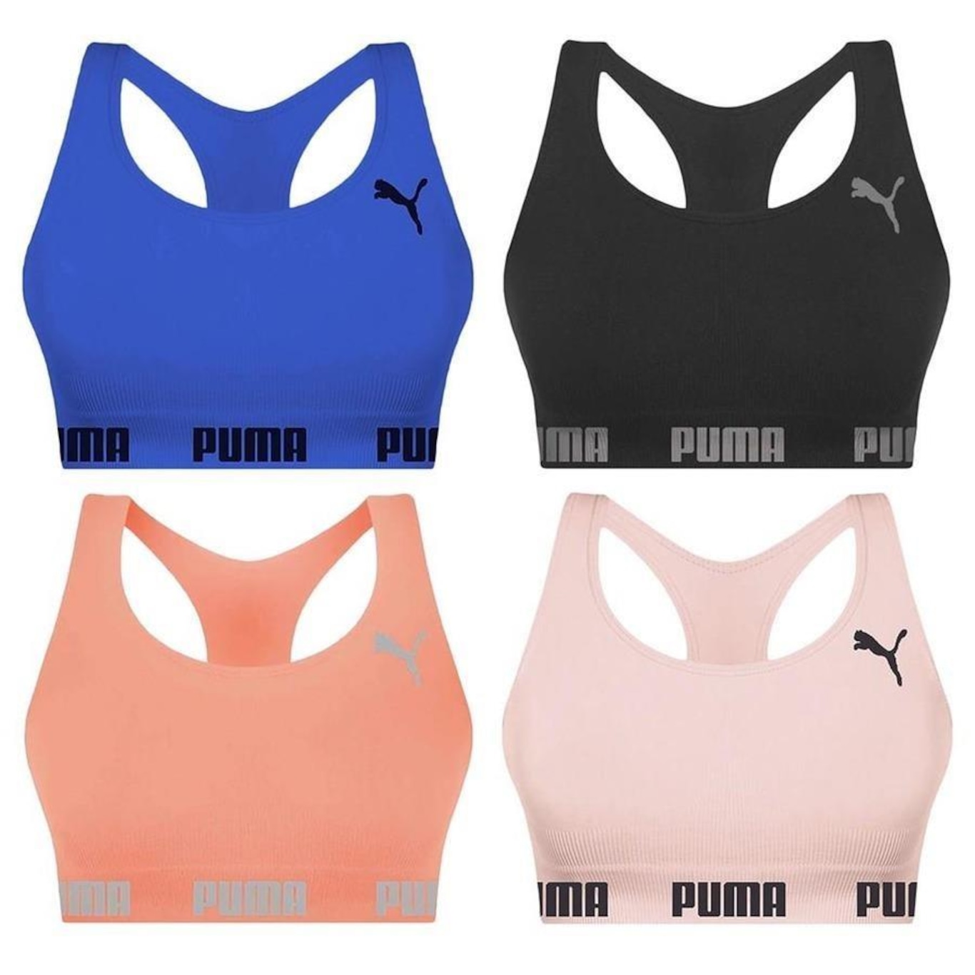 Kit Top Fitness Puma Nadador sem Costura - Feminino - 4 unidades - Foto 1