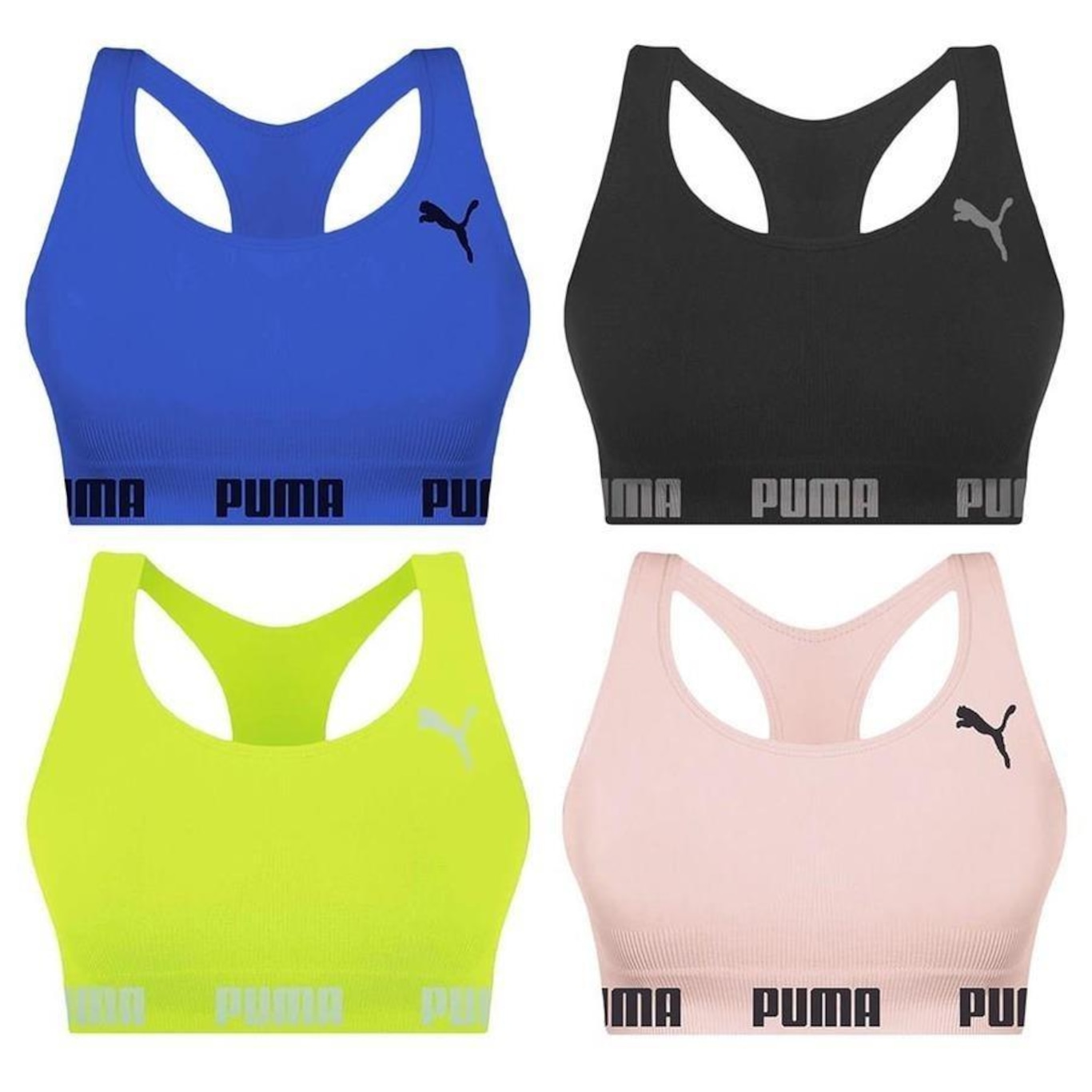 Kit Top Fitness Puma Nadador sem Costura - Feminino - 4 unidades - Foto 1