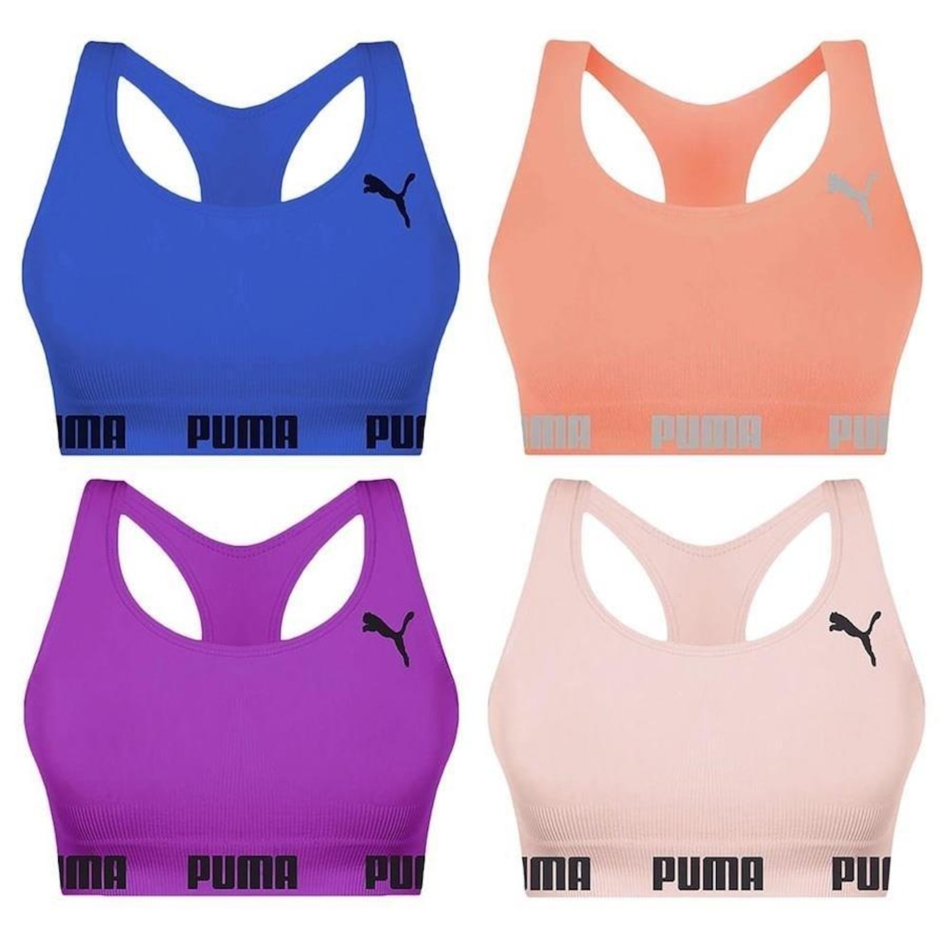 Kit Top Fitness Puma Nadador sem Costura - Feminino - 4 unidades - Foto 1