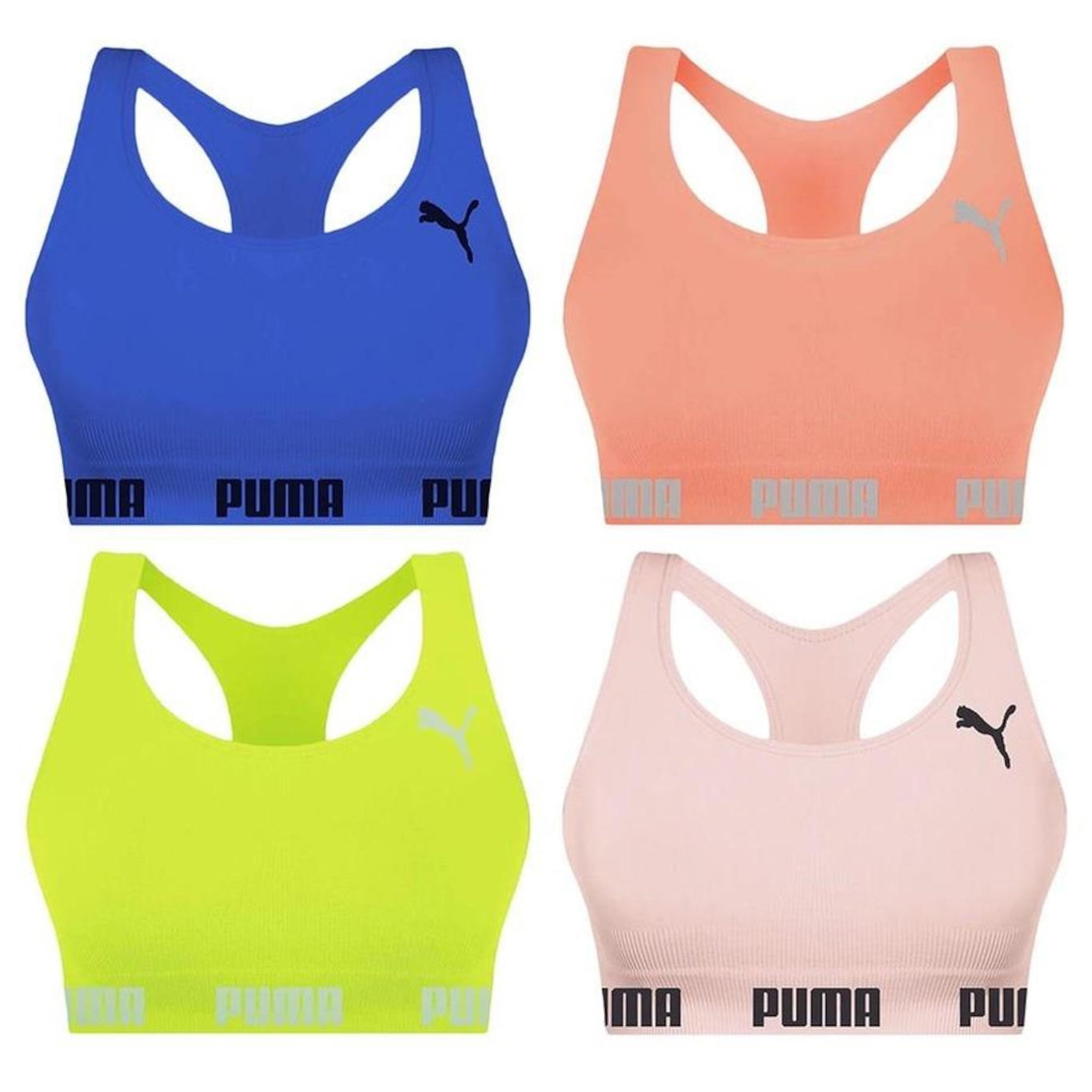 Kit Top Fitness Puma Nadador sem Costura - Feminino - 4 unidades - Foto 1