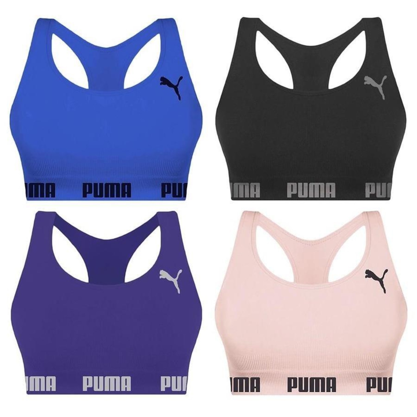 Kit Top Fitness Puma Nadador sem Costura - Feminino - 4 unidades - Foto 1