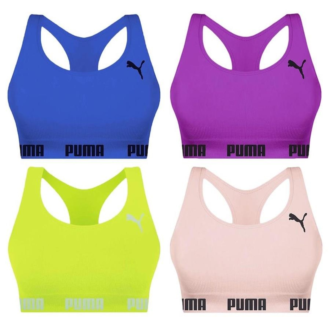 Kit Top Fitness Puma Nadador sem Costura - Feminino - 4 unidades - Foto 1