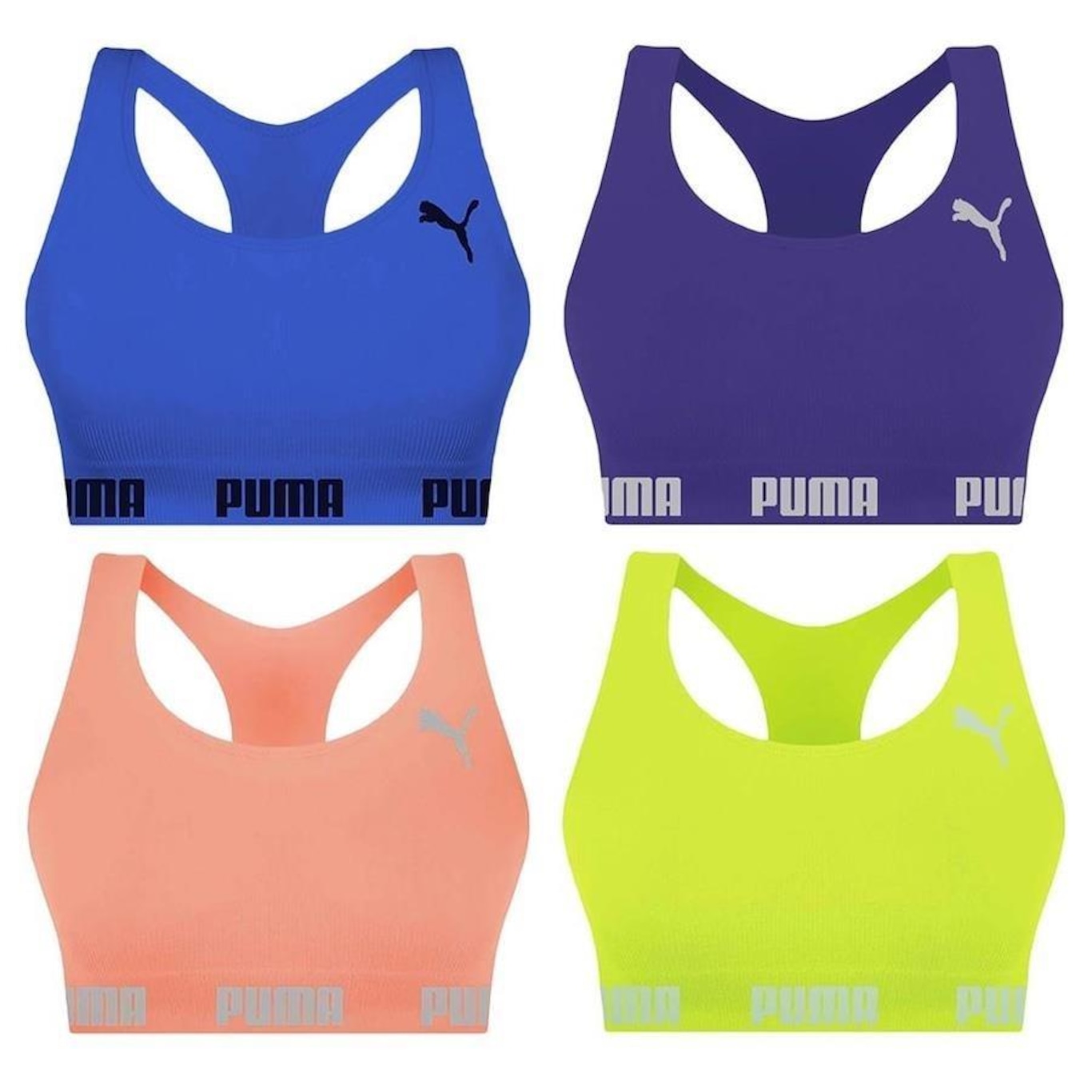 Kit Top Fitness Puma Nadador sem Costura - Feminino - 4 unidades - Foto 1