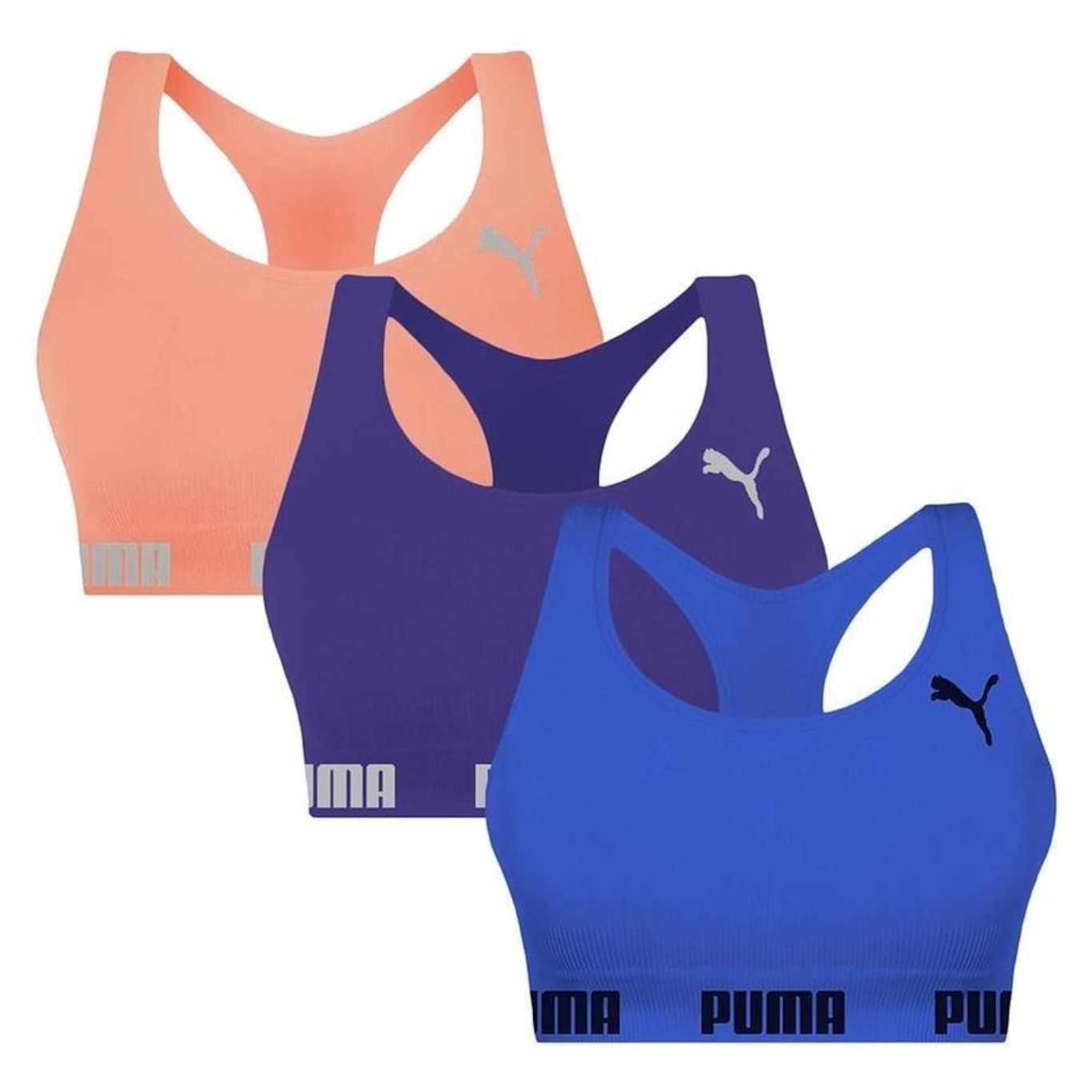 Kit Top Puma Nadador Sem Costura - Feminino - 3 Unidades - Foto 1