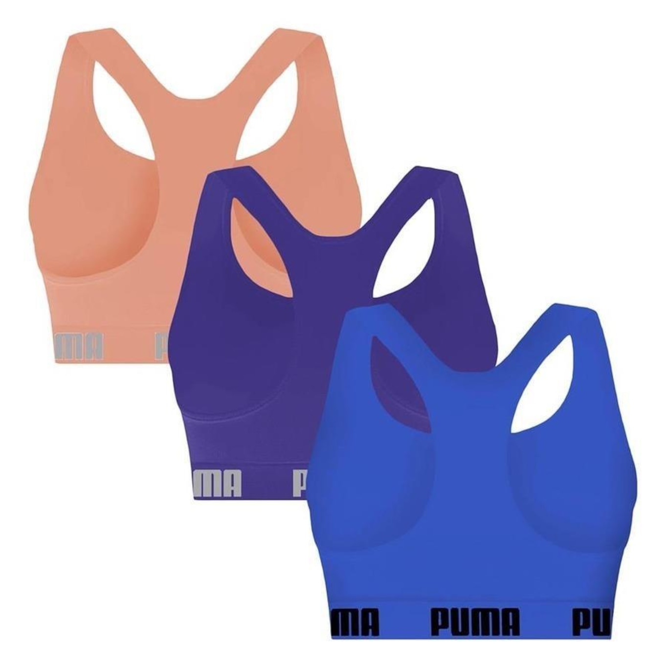 Kit Top Puma Nadador Sem Costura - Feminino - 3 Unidades - Foto 2