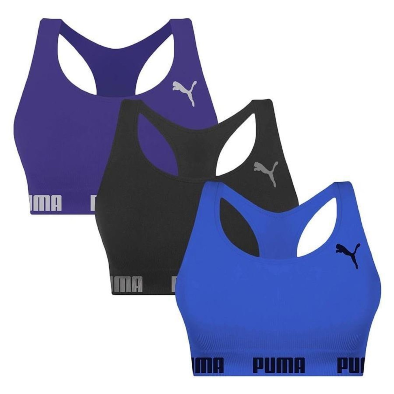 Kit Top Puma Nadador Sem Costura - Feminino - 3 Unidades - Foto 1