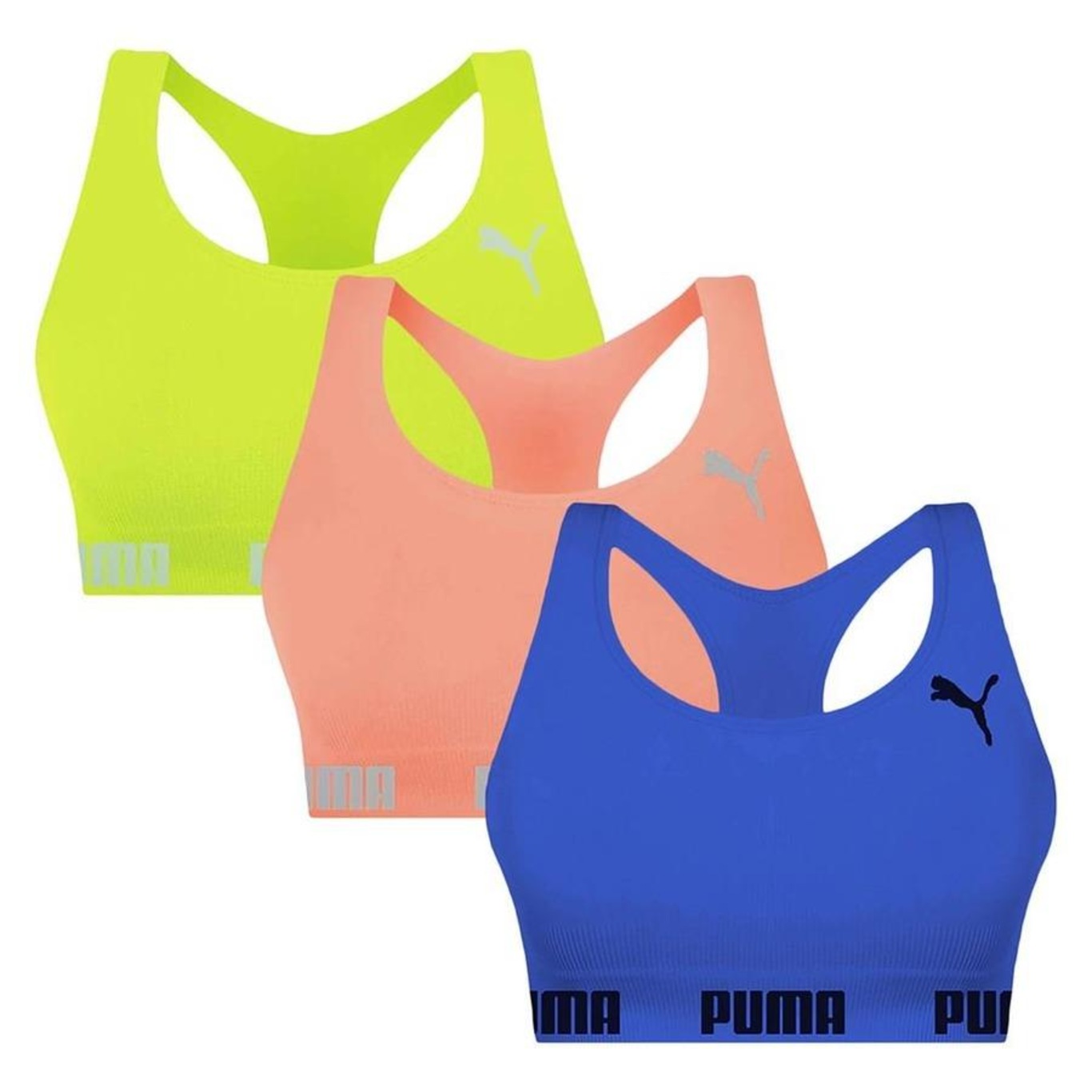 Kit Top Puma Nadador Sem Costura - Feminino - 3 Unidades - Foto 1