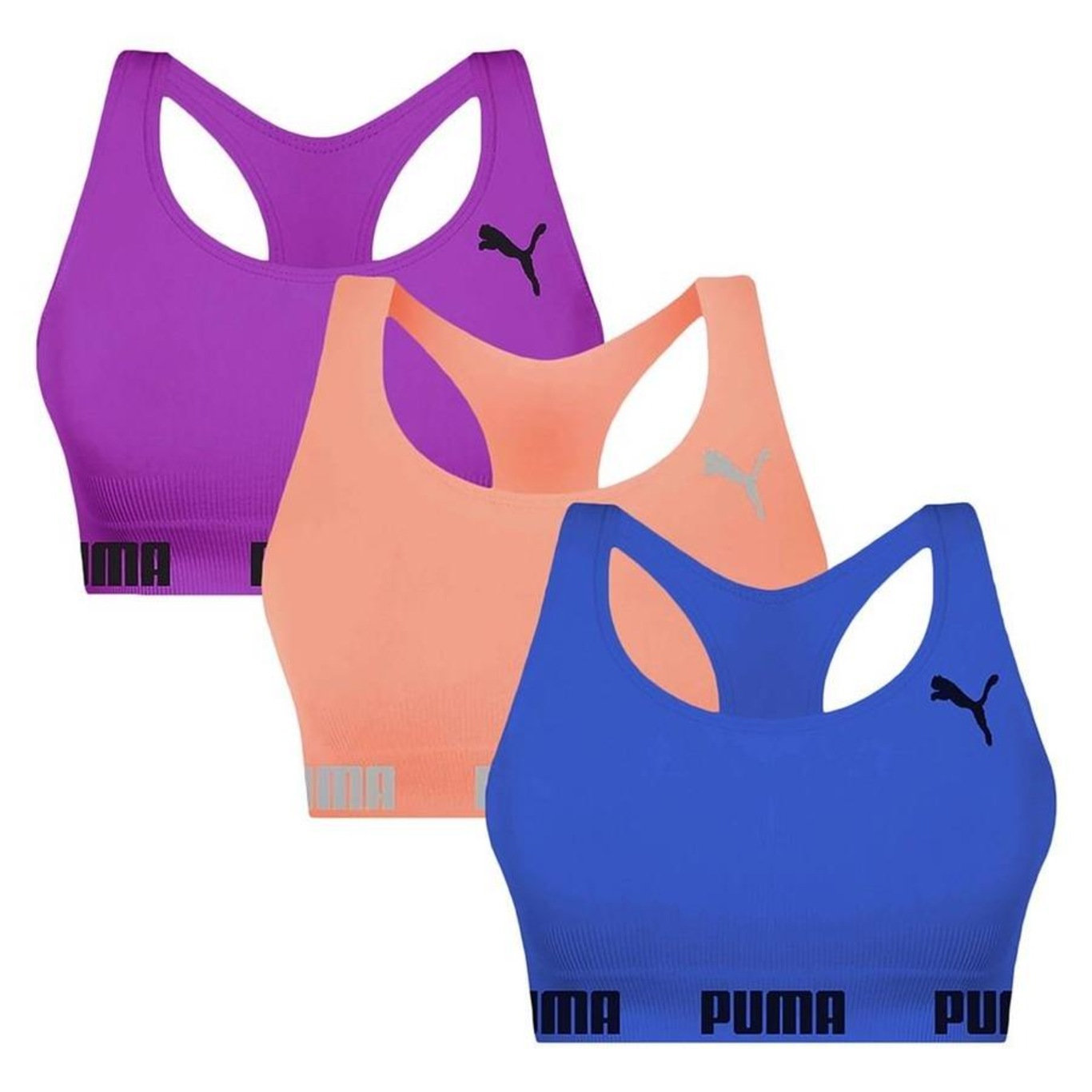 Kit Top Puma Nadador Sem Costura - Feminino - 3 Unidades - Foto 1