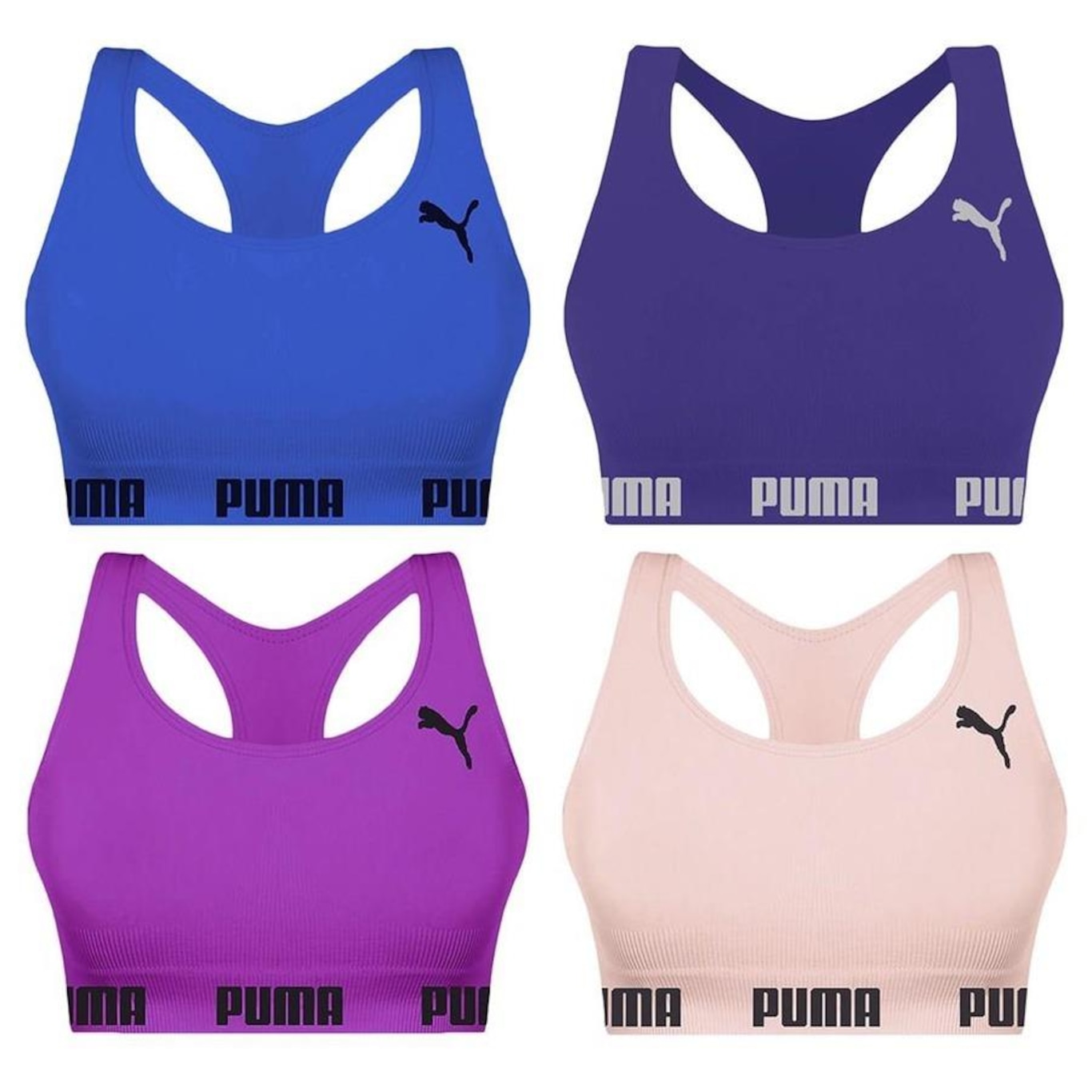 Kit Top Fitness Puma Nadador sem Costura - Feminino - 4 unidades - Foto 1