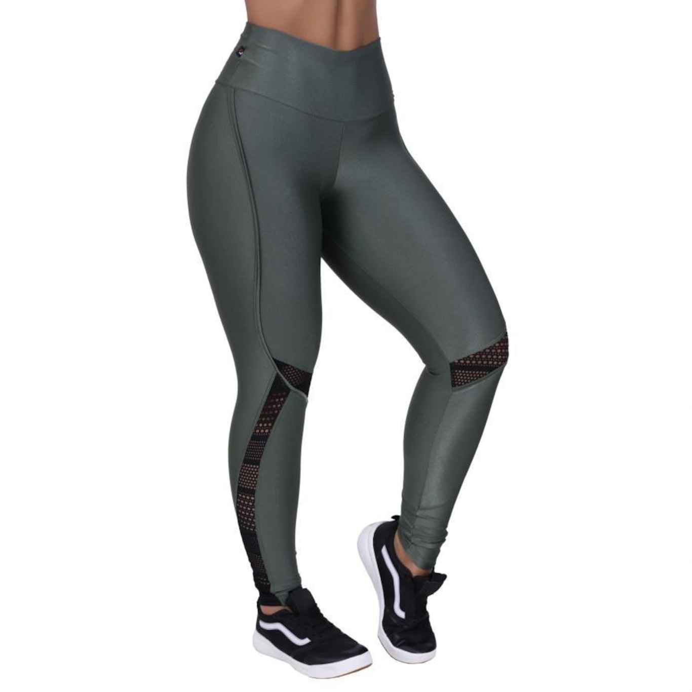 Calça Legging Orbis Fitness Wonder Detalhe Tela Cós Alto - Feminina em  Promoção