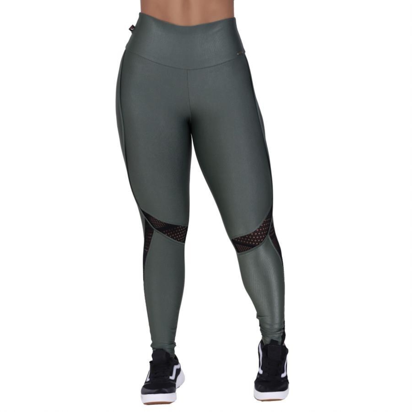 Calça Legging Orbis Fitness Wonder Detalhe Tela Cós Alto - Feminina - Foto 1