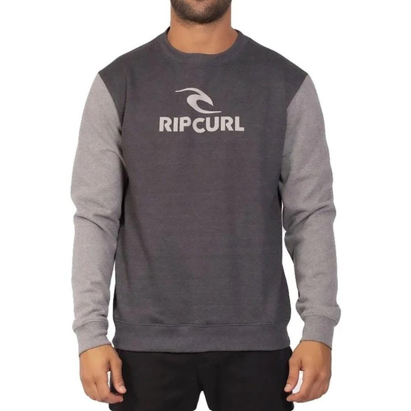 Blusão de Moletom sem Capuz Rip Curl Brand Stack Bicolor - Masculino - Foto 1