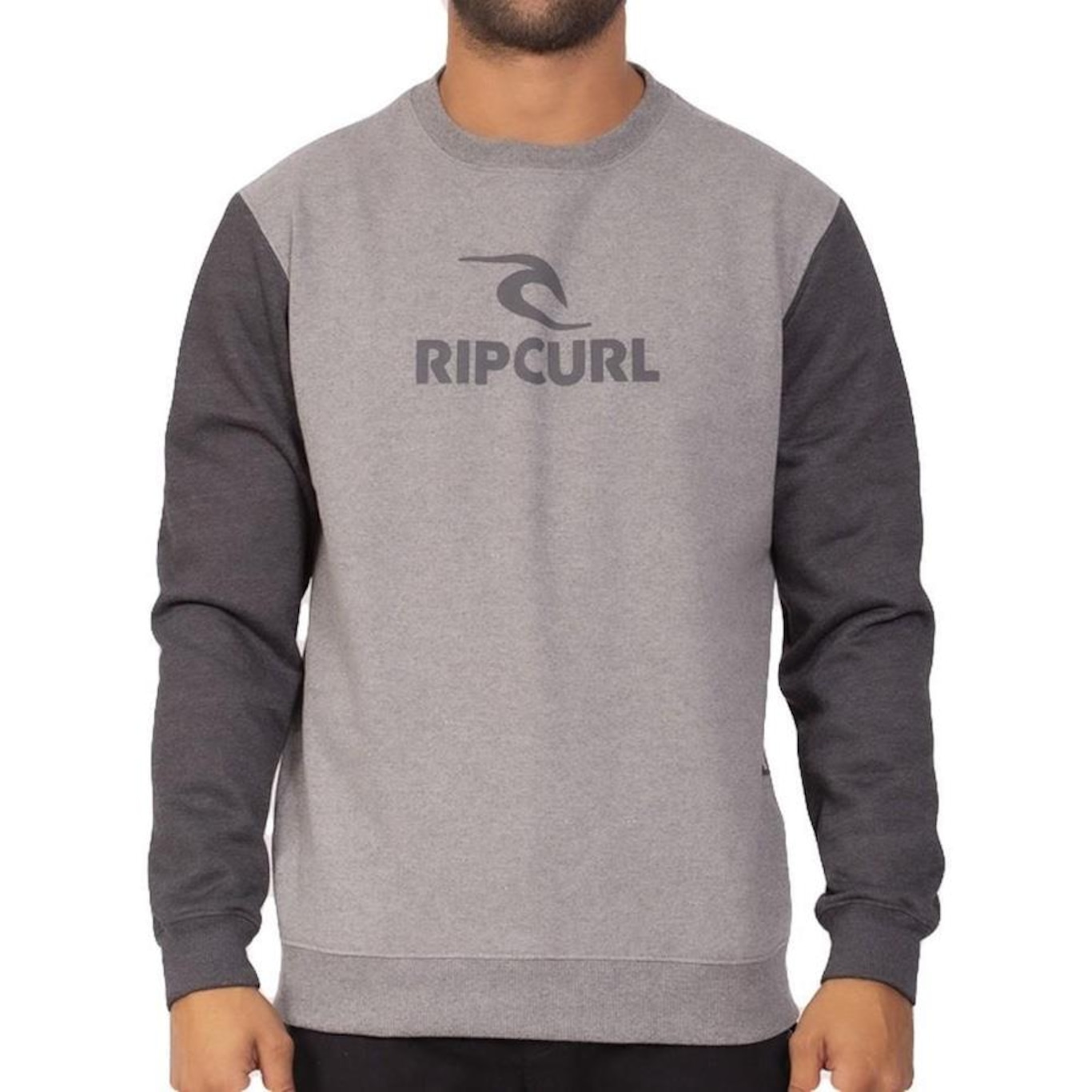 Blusão de Moletom sem Capuz Rip Curl Brand Stack Bicolor - Masculino - Foto 1