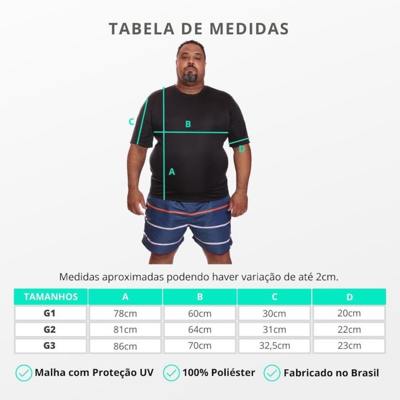 Kit de Camisas Térmica Dellas Fit Dry Fit Plus Size com Proteção Solar Uv - 3 Unidades - Masculina - Foto 6