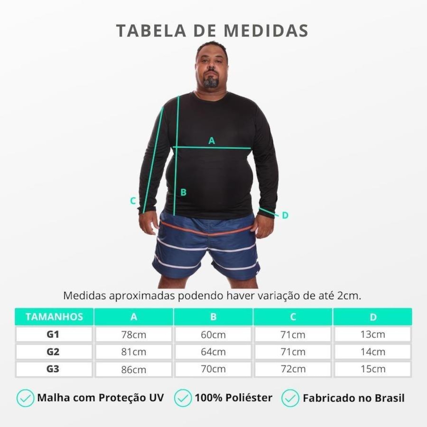 Kit de Camisas Térmica Dellas Fit Dry Fit Plus Size Manga Longa com Proteção Solar Uv - 3 Unidades - Masculina - Foto 3