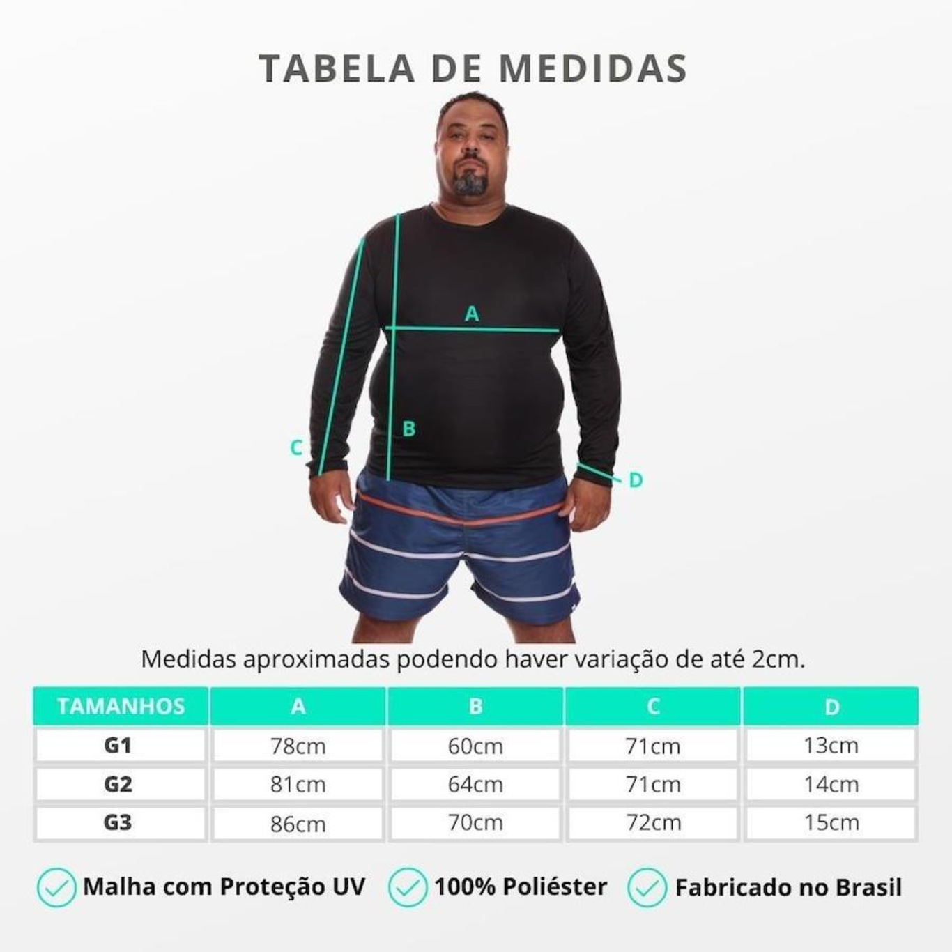 Camisa Térmica Dellas Fit Dry Fit Plus Size Manga Longa com Proteção Solar Uv - Masculina - Foto 3