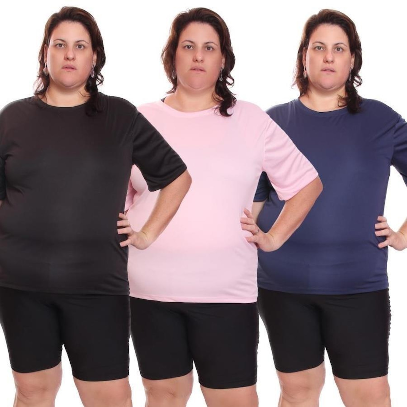 Kit de Camisas Térmica Dellas Fit Dry Fit Plus Size com Proteção Solar Uv - 3 Unidades - Feminina - Foto 1