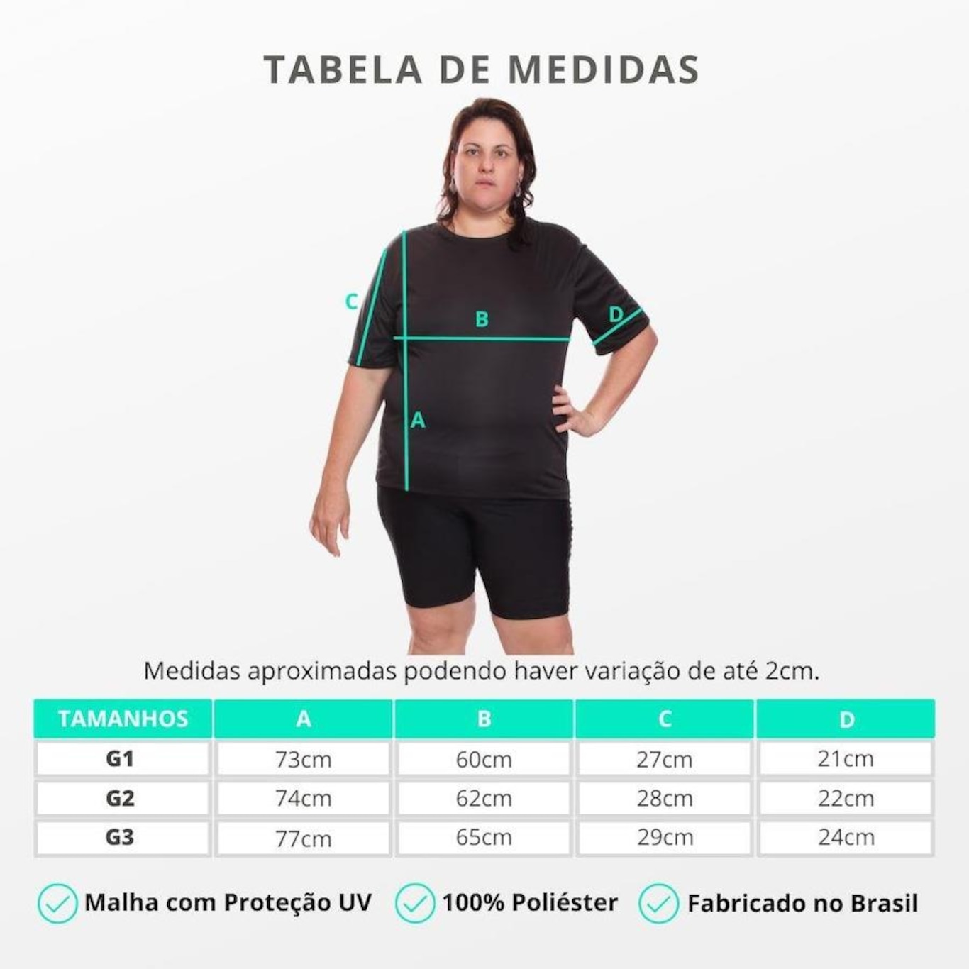 Kit de Camisas Térmica Dellas Fit Dry Fit Plus Size com Proteção Solar Uv - 3 Unidades - Feminina - Foto 6