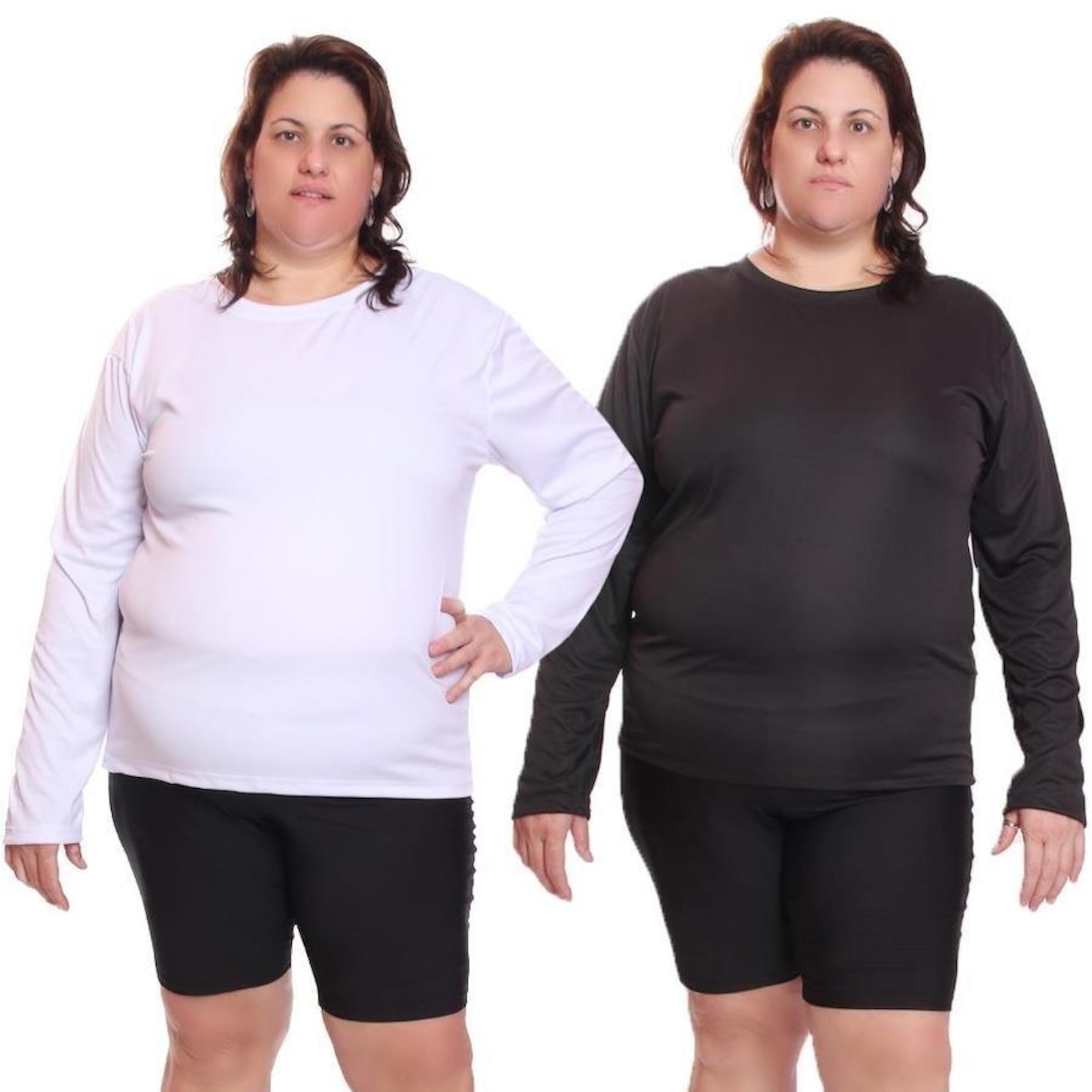 Kit de Camisas Térmica Dellas Fit Dry Fit Plus Size Manga Longa com Proteção Solar Uv - 2 Unidades - Feminina - Foto 1