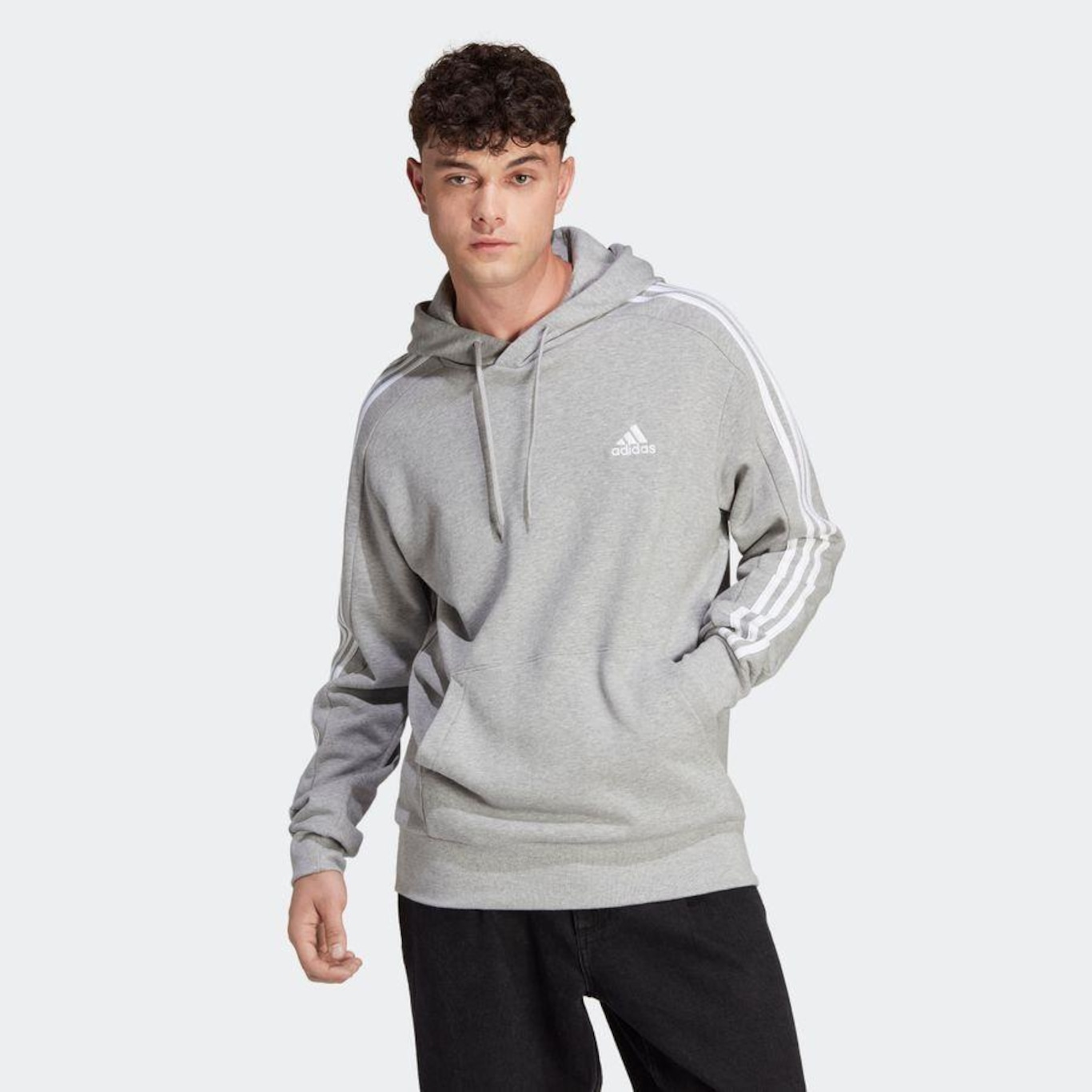 Blusão de Moletom com Capuz adidas 3 Listras - Masculino - Foto 4