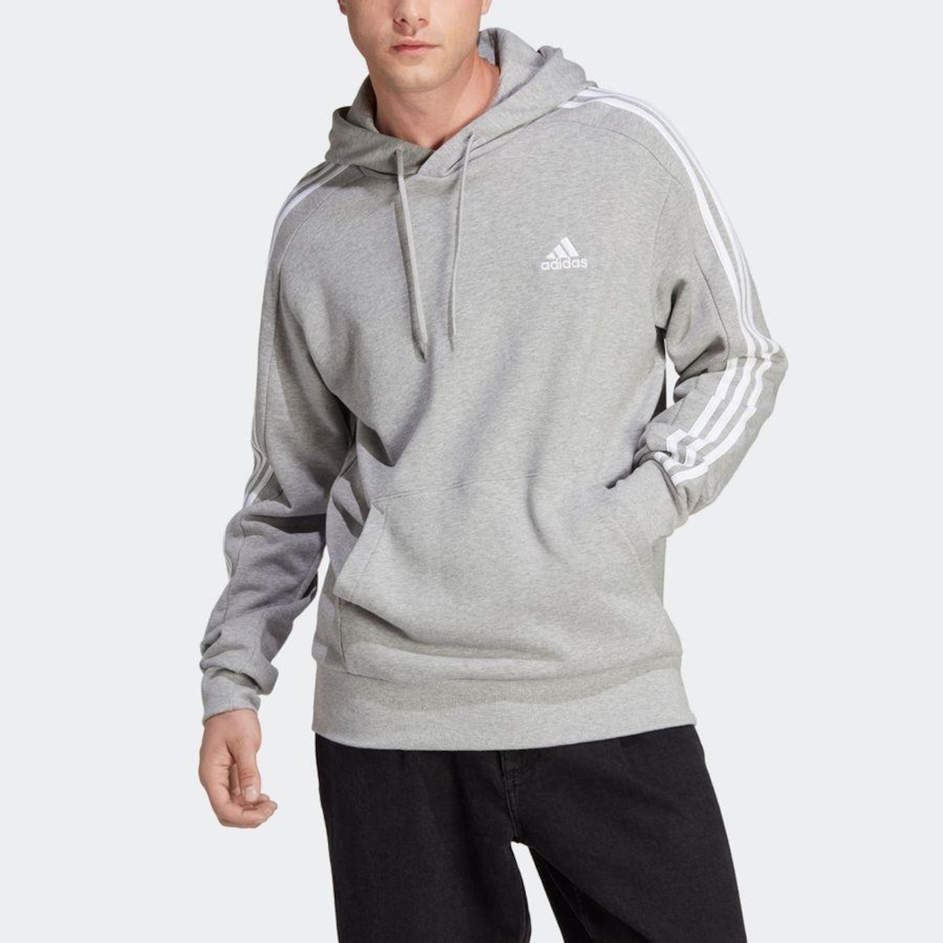 Blusão de Moletom com Capuz adidas 3 Listras - Masculino - Foto 5